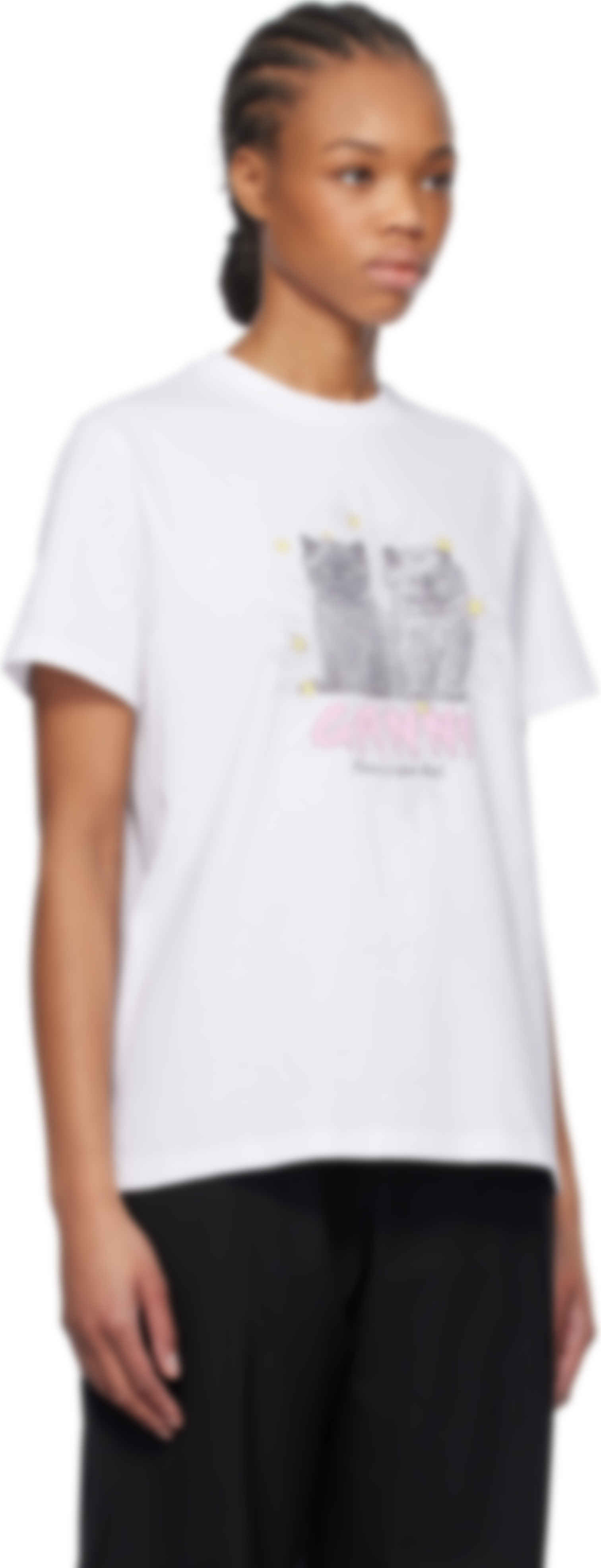 White Basic Jersey Kittens Relaxed T-shirt