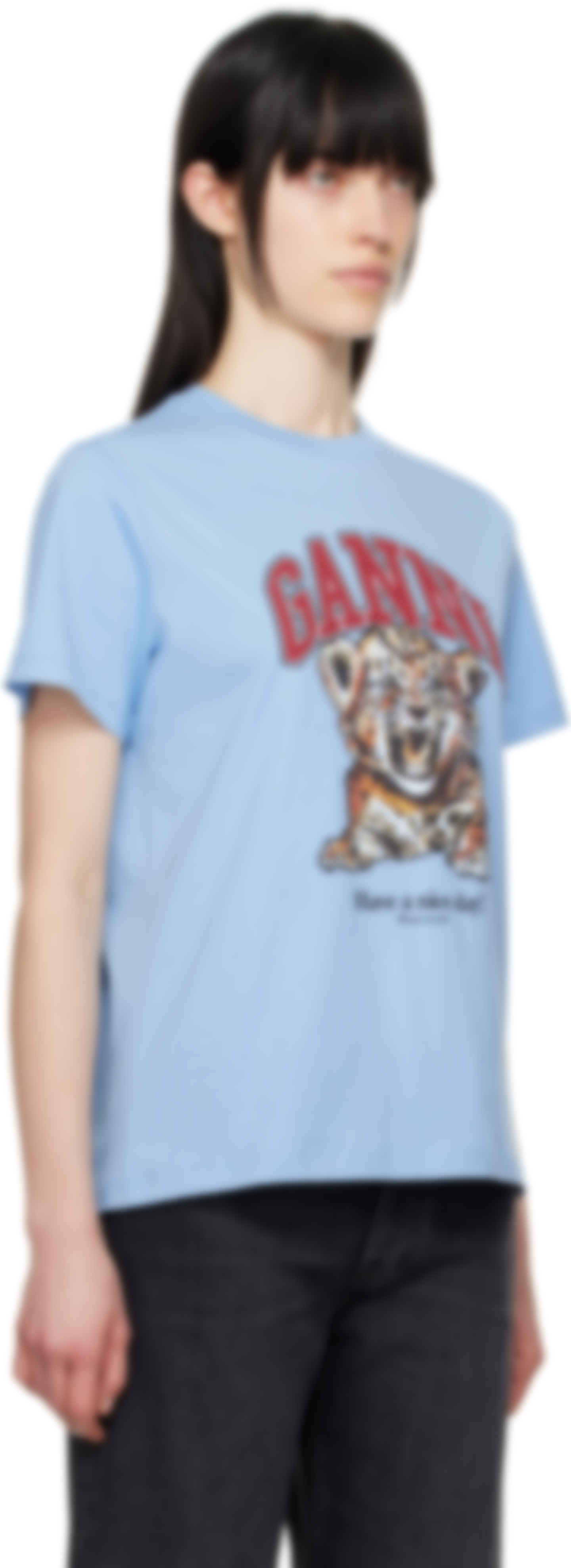Blue Basic Jersey Tiger Relaxed T-shirt
