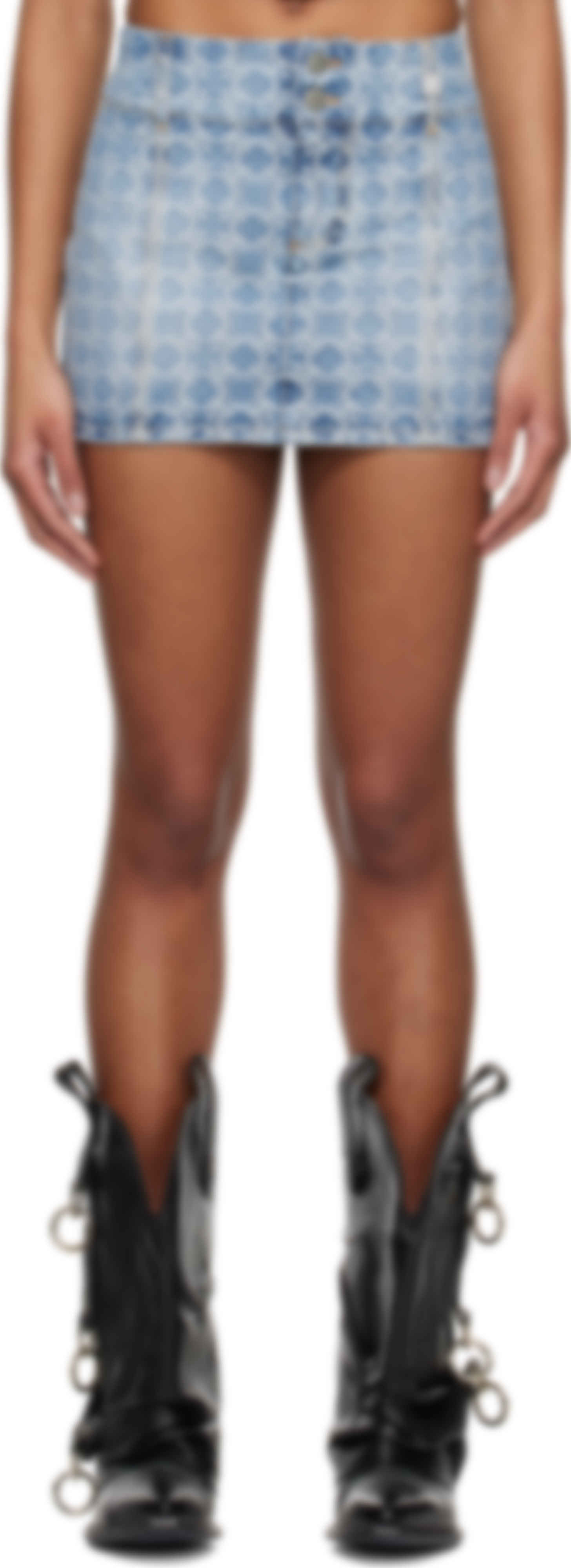 Blue MA Quad Jacquard Denim Miniskirt