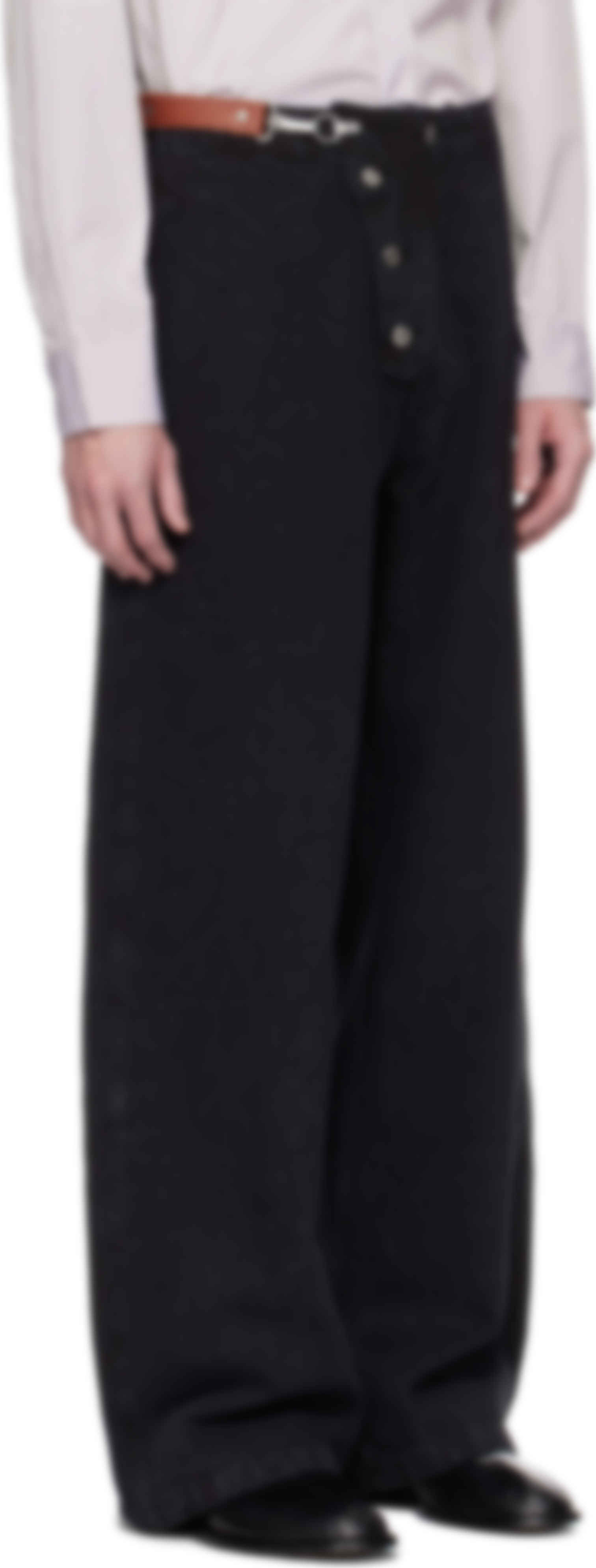 Black Loose Fireman Denim Trousers