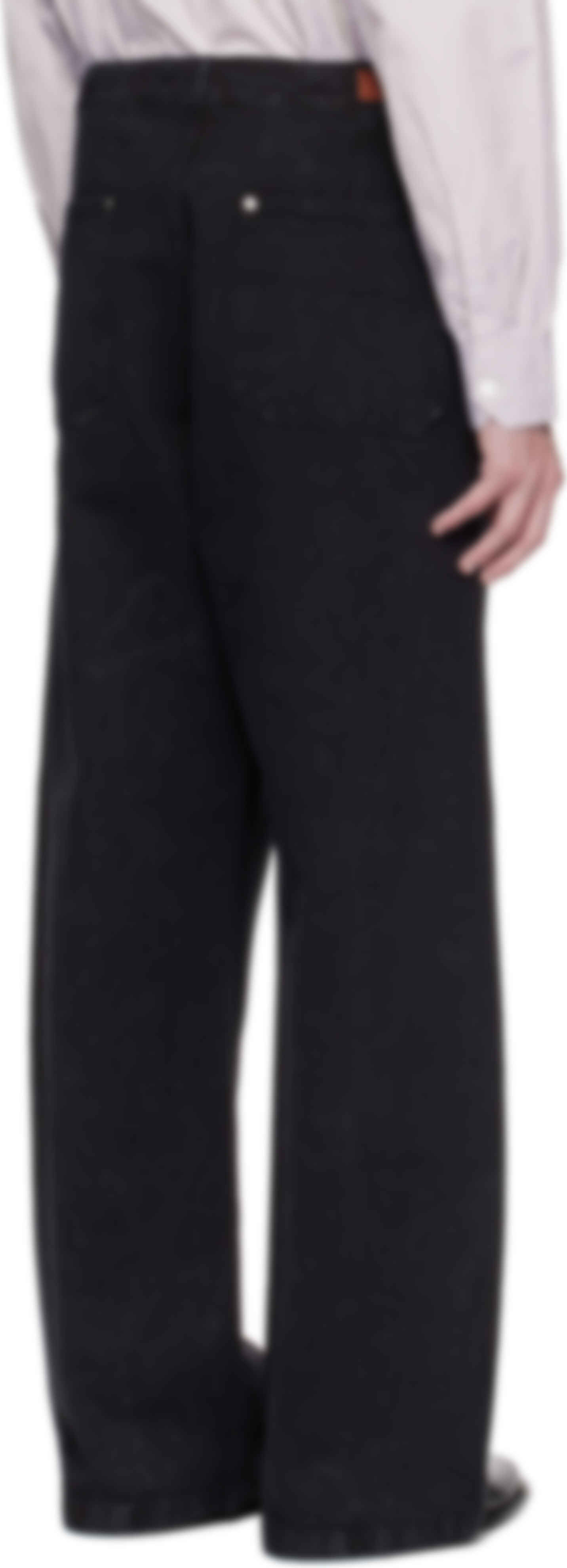 Black Loose Fireman Denim Trousers