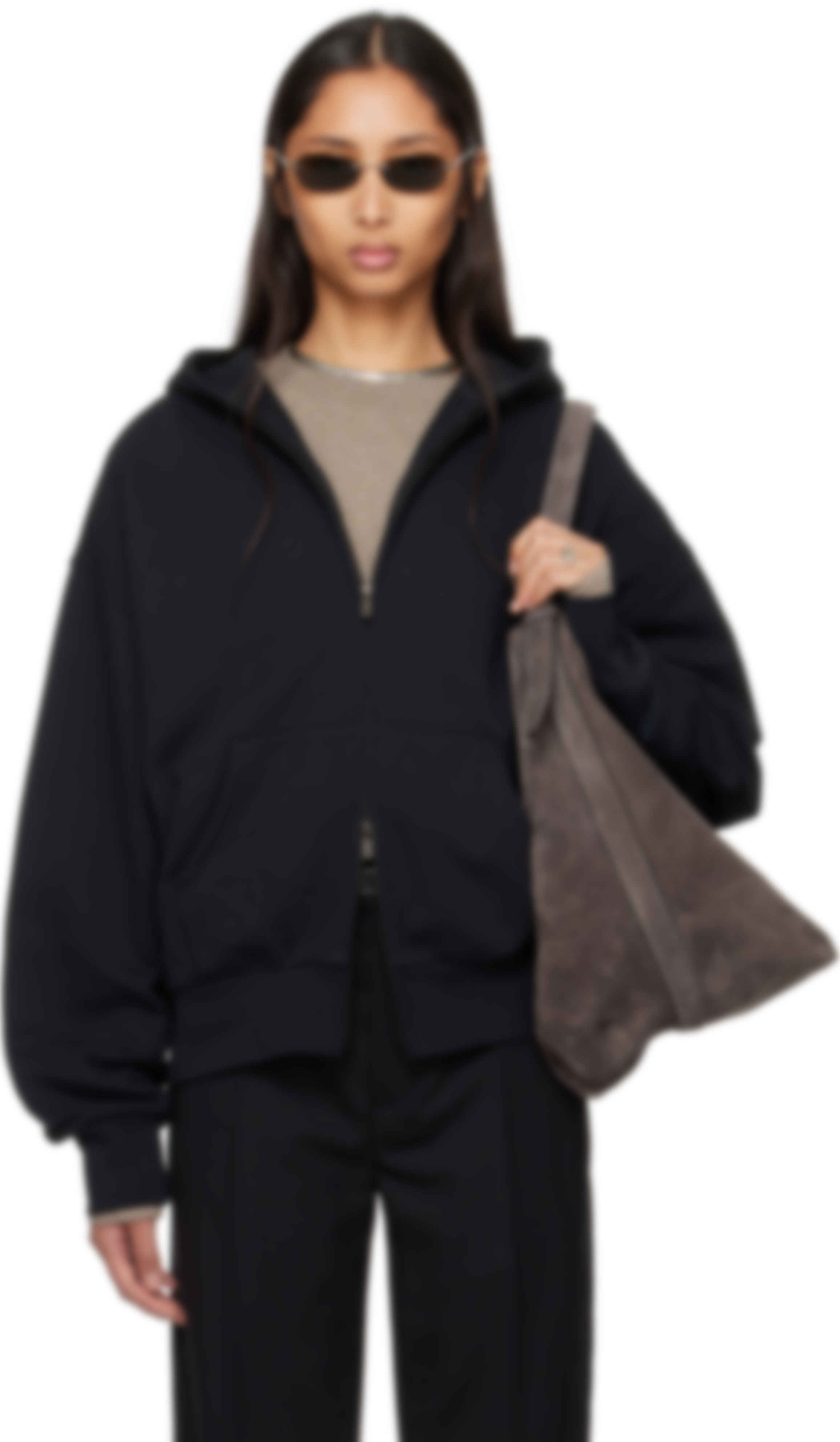 Black Classic Full Zip-Up Hoodie