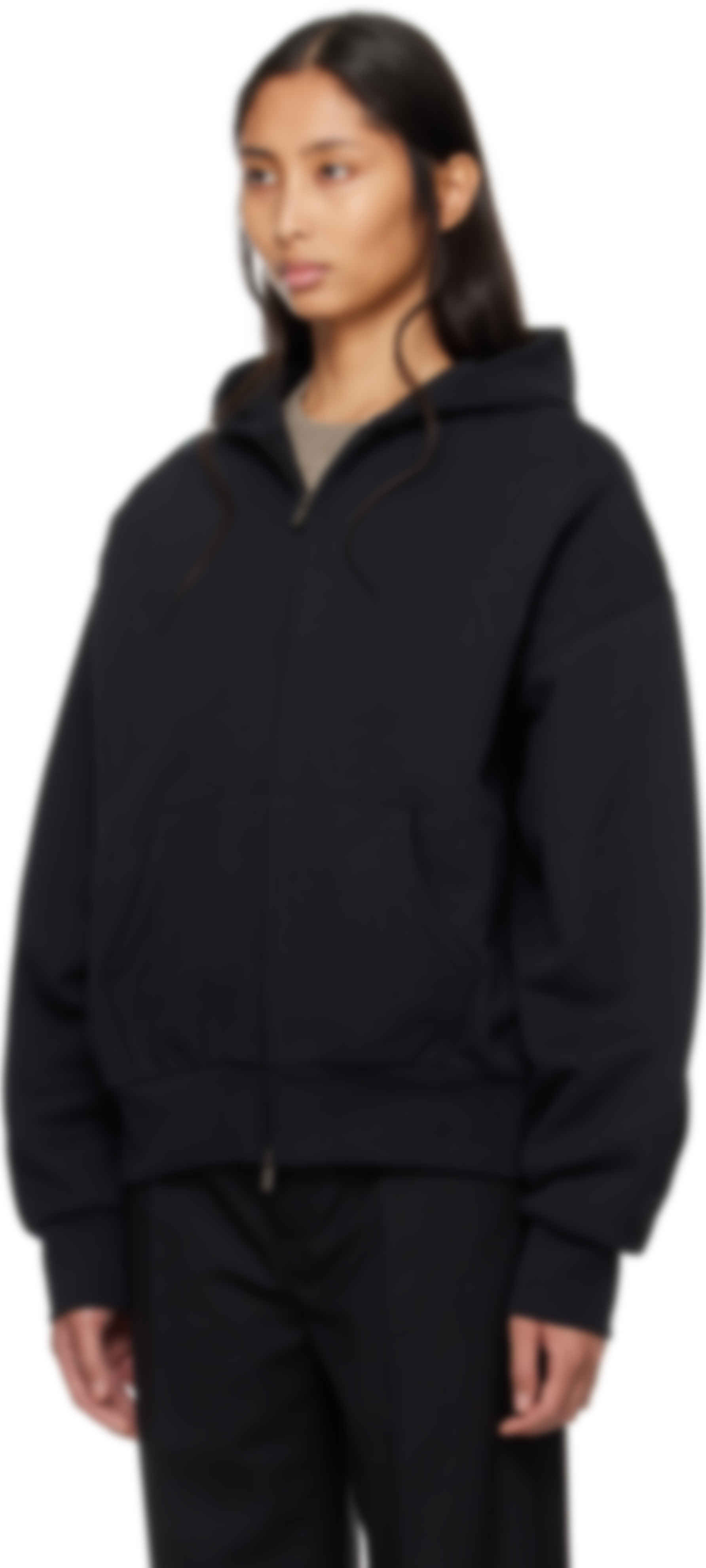 Black Classic Full Zip-Up Hoodie