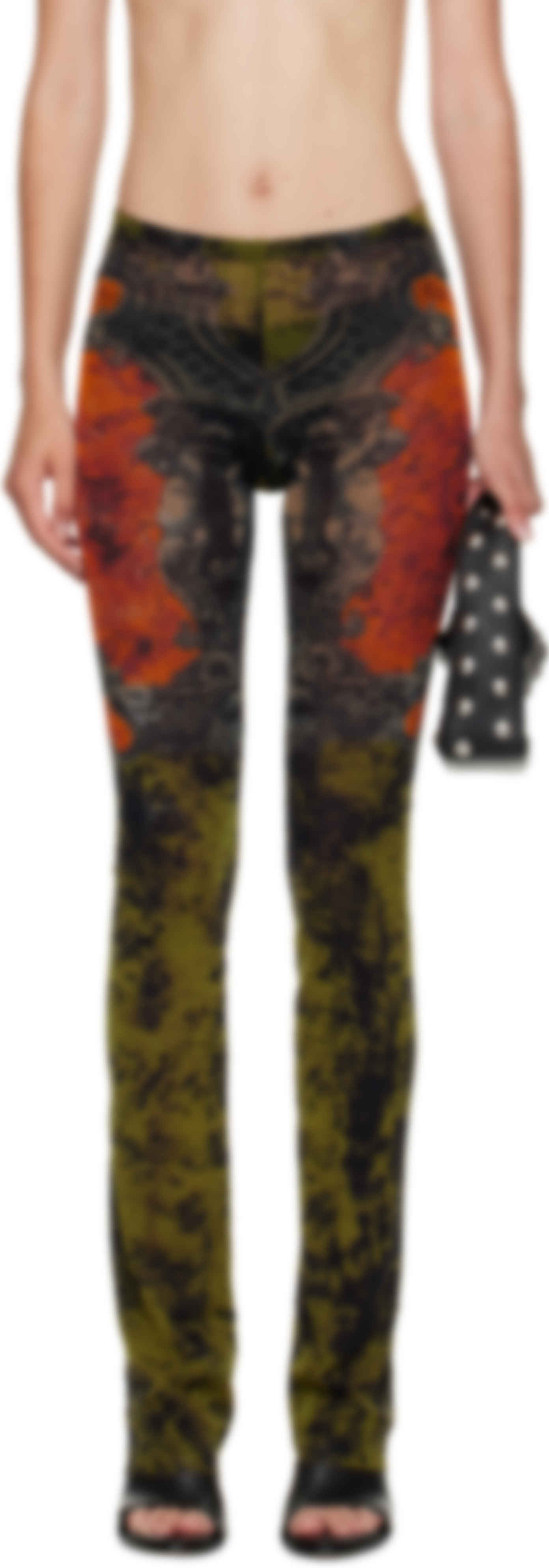 Khaki & Orange 'The Médaillon' Lounge Pants