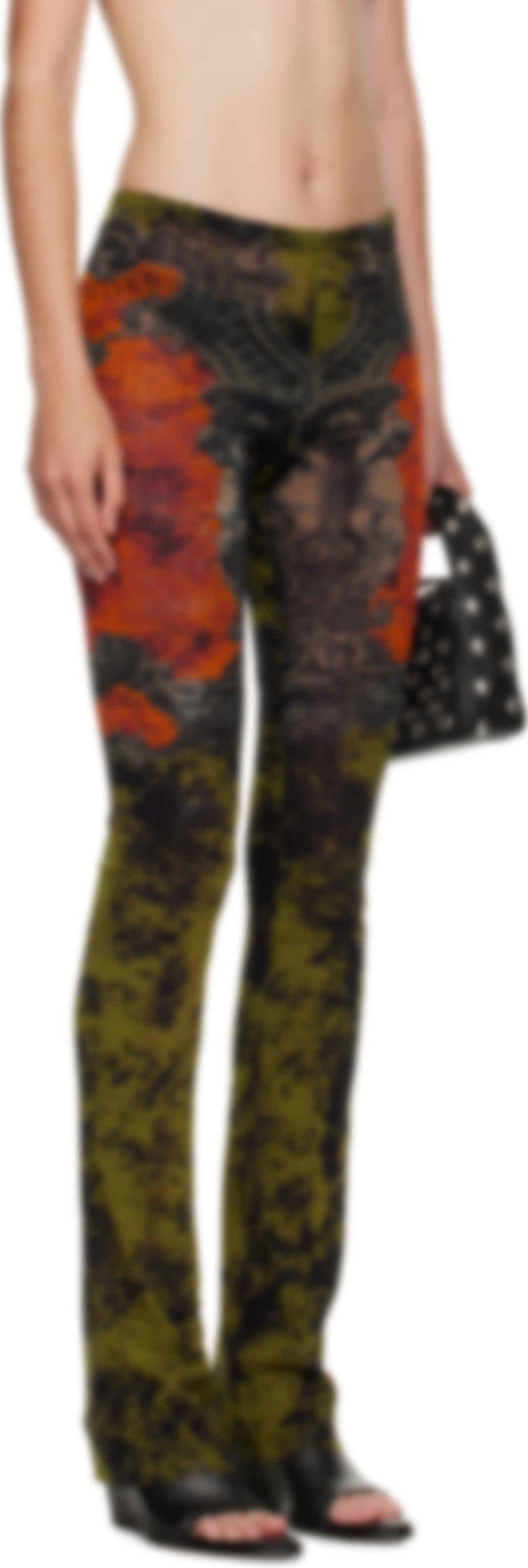 Khaki & Orange 'The Médaillon' Lounge Pants