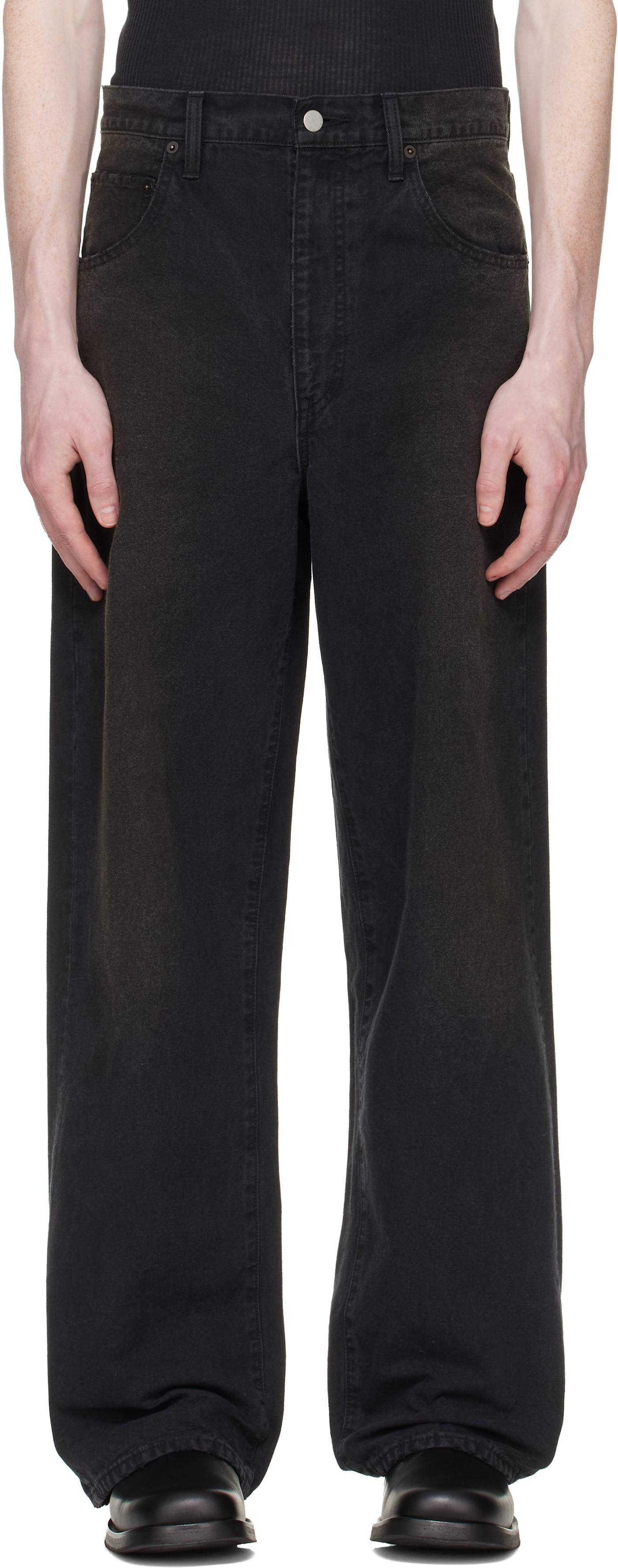 Black Sulfur Dyed Oxford Vintage Wide Trousers black