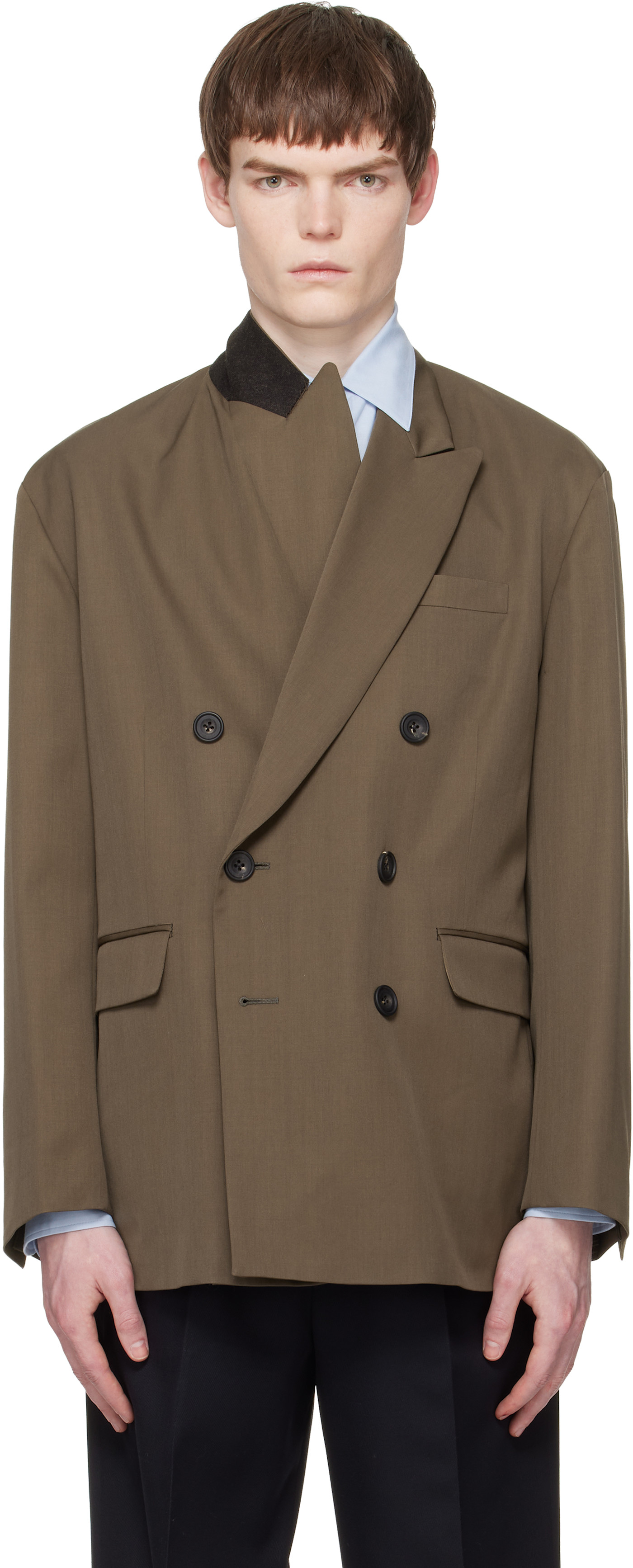 Taupe Oversized Double Breasted Blazer dark beige