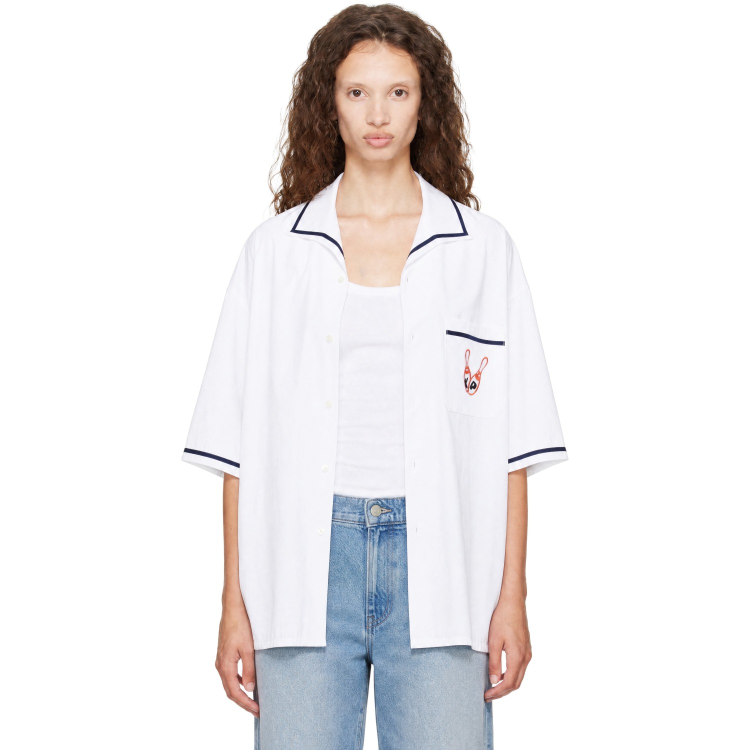 Kenzo White Kenzo Paris 'KENZO Bowling' Shirt