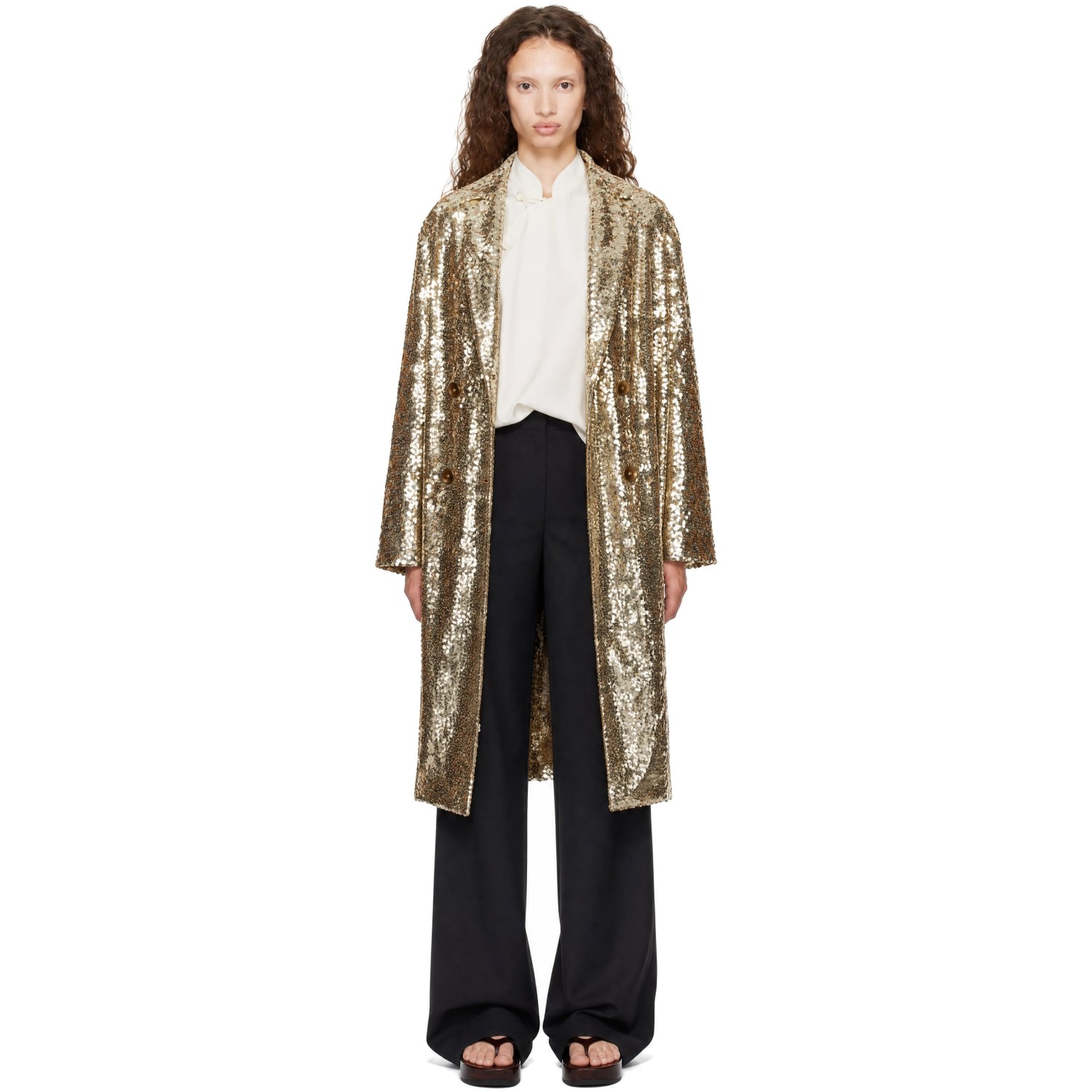 Bode Gold Sequin Worcester Coat