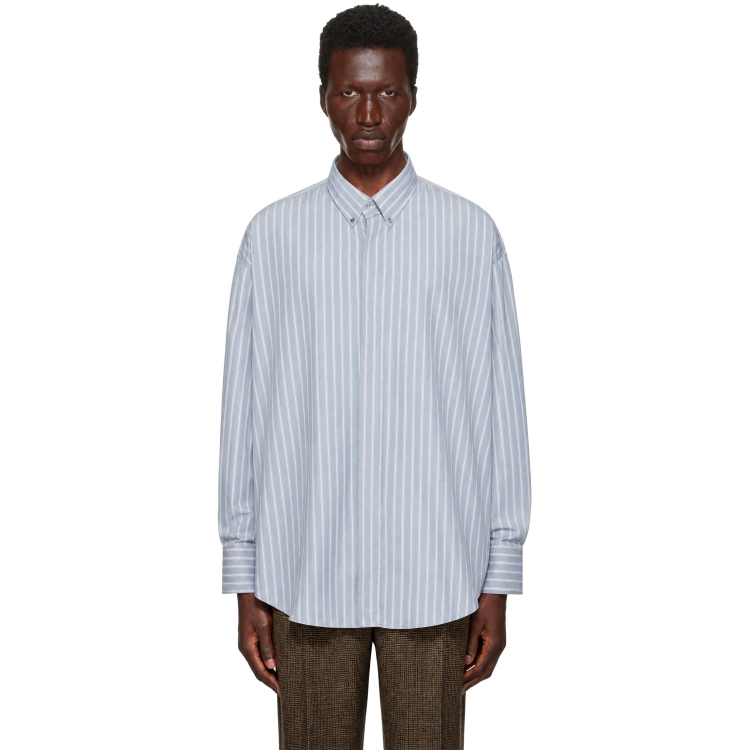 AMI Paris Gray & Pink H1-Oversize Shirt