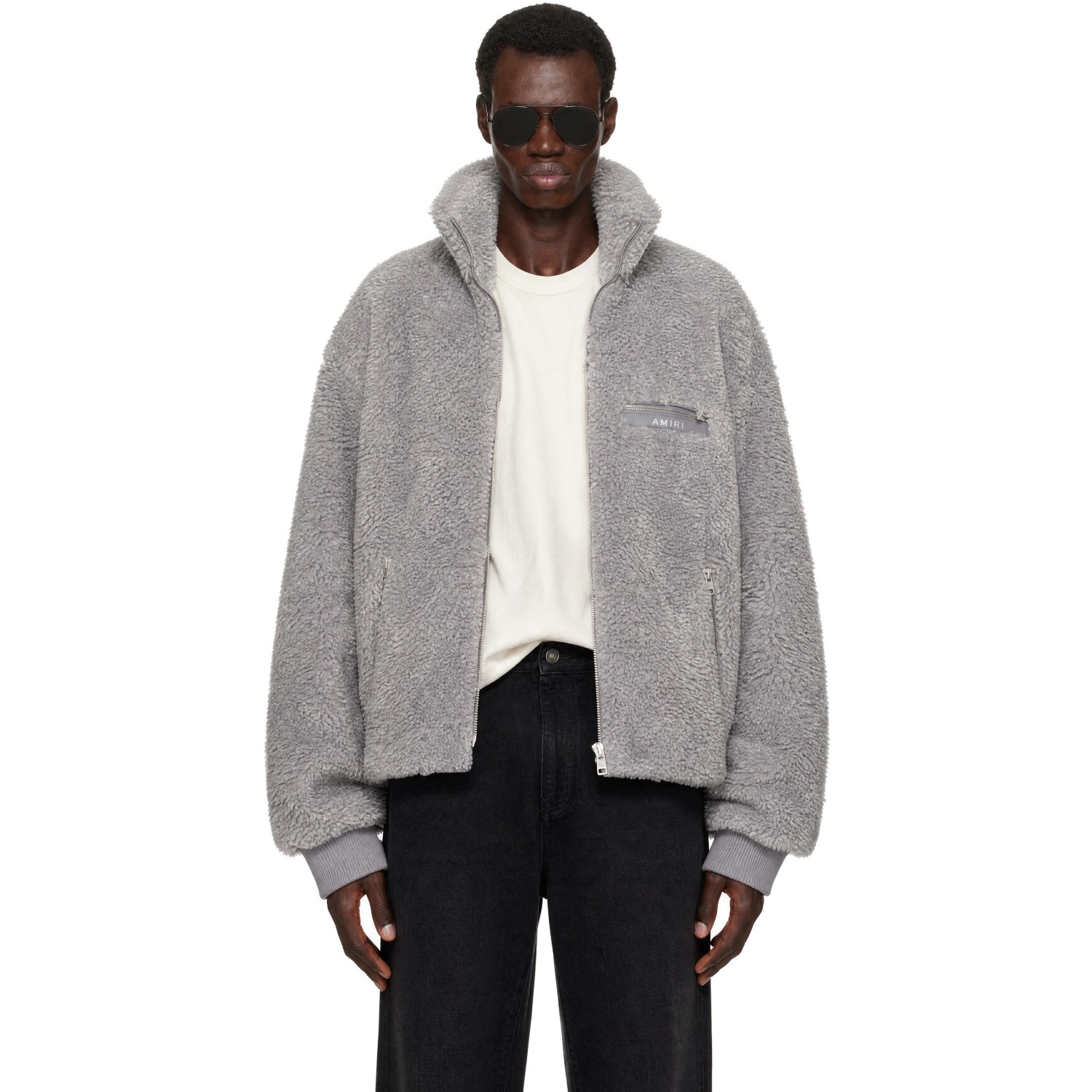 AMIRI Gray Fuzzy Track Jacket