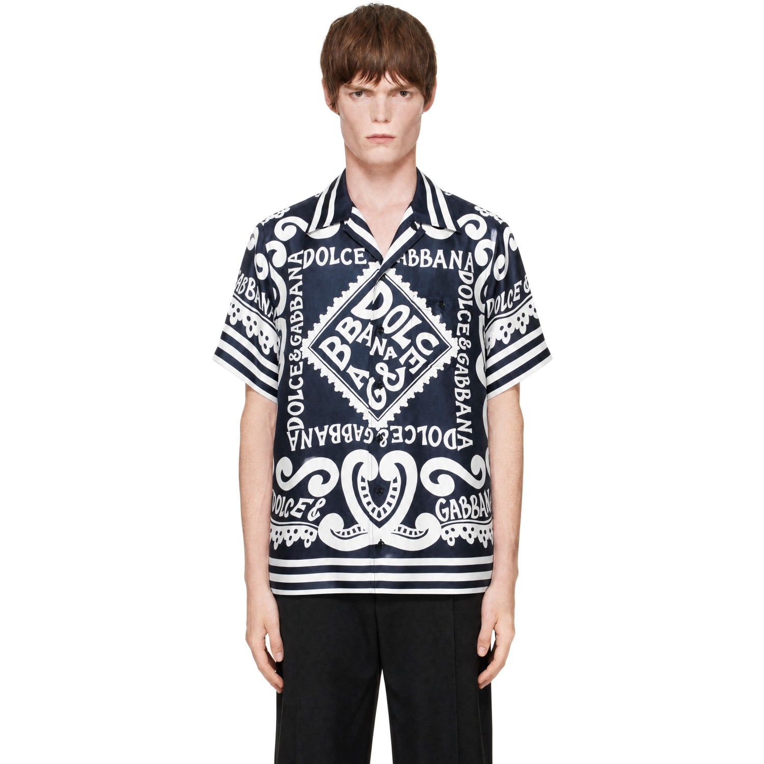 Dolce&Gabbana Black Marina Print Shirt