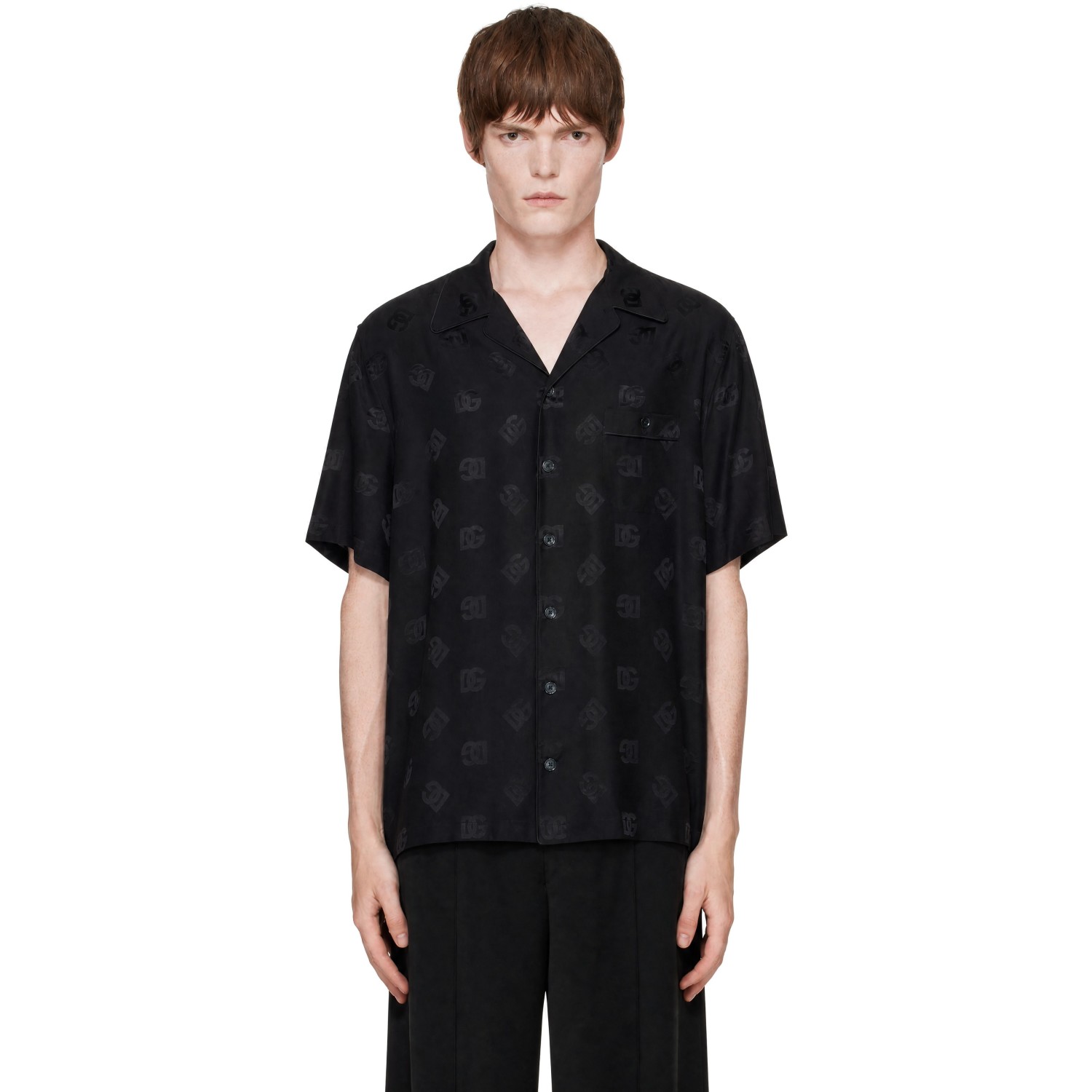 Dolce&Gabbana Black Logo Silk Shirt