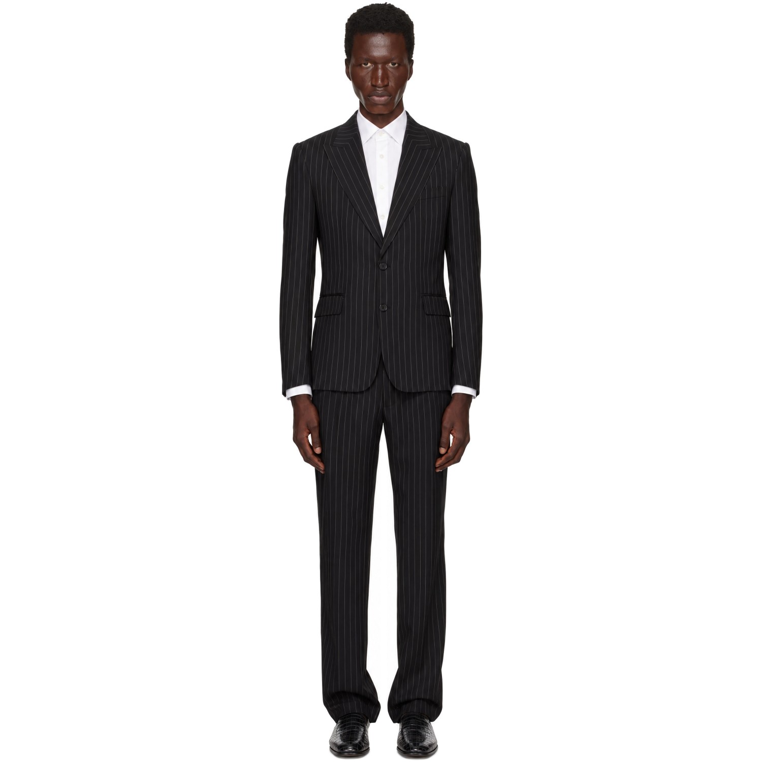 Dolce&Gabbana Black Pinstripe Wool Suit