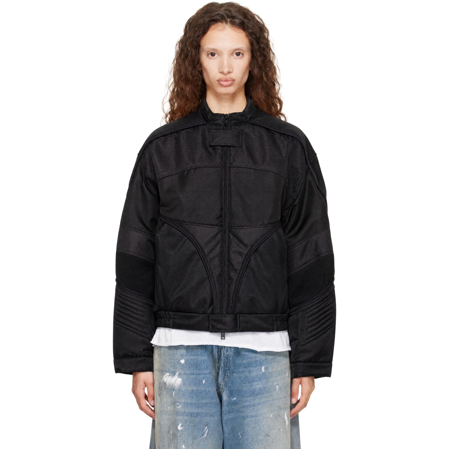 Acne Studios Black Shiny Drill Bomber Jacket