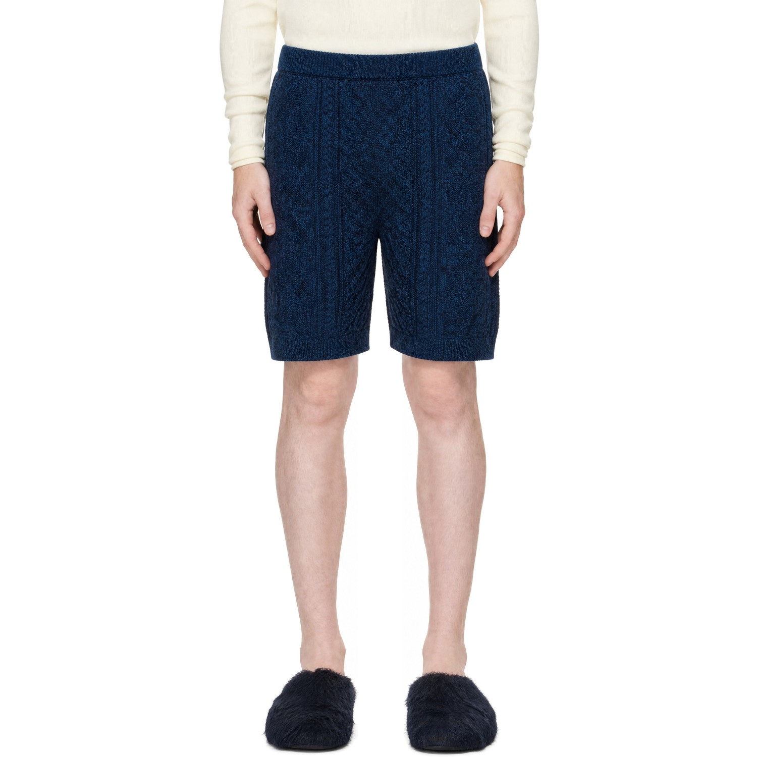 Marni Navy Twisted Cotton Shorts