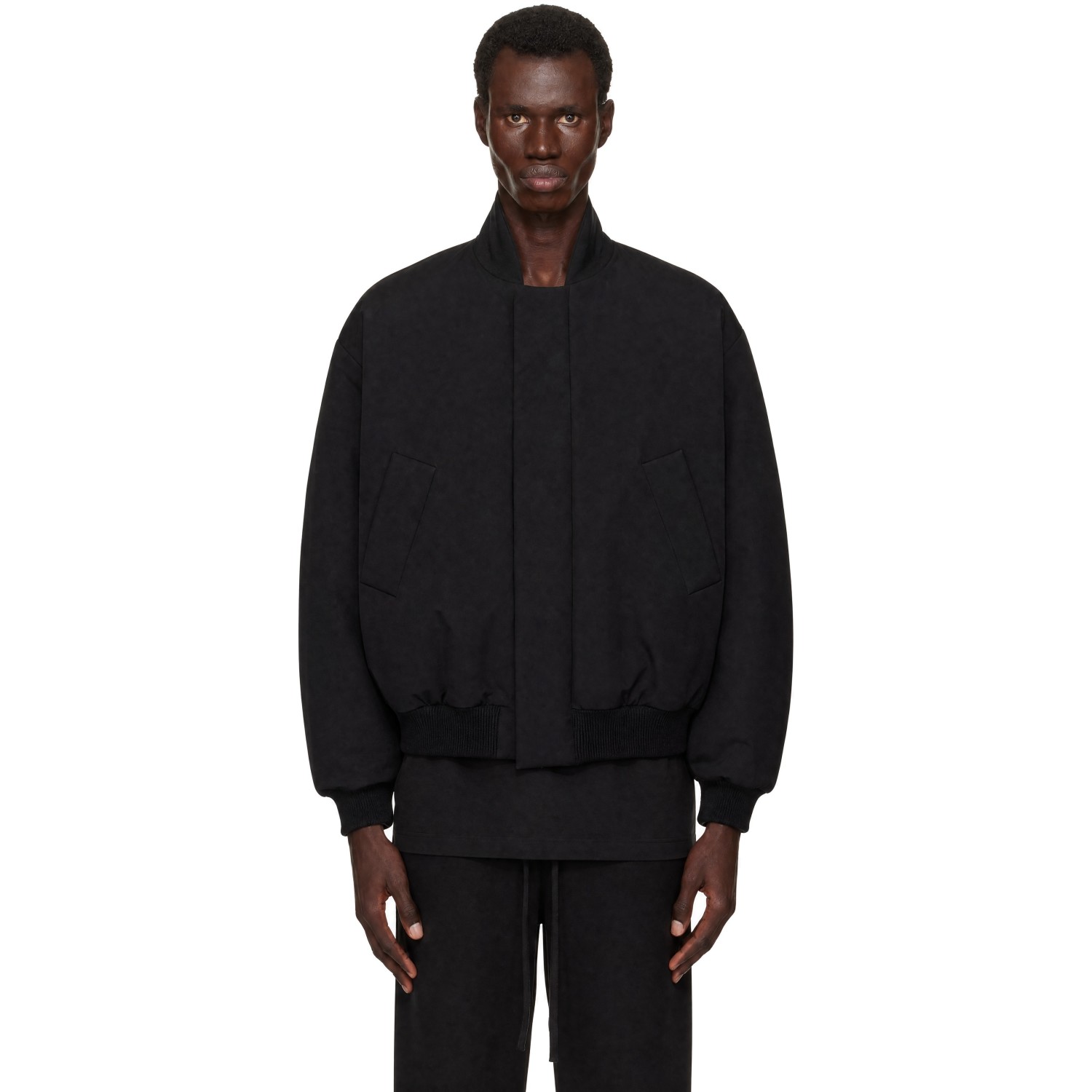 Fear of God Black Twill Stand Collar Bomber Jacket