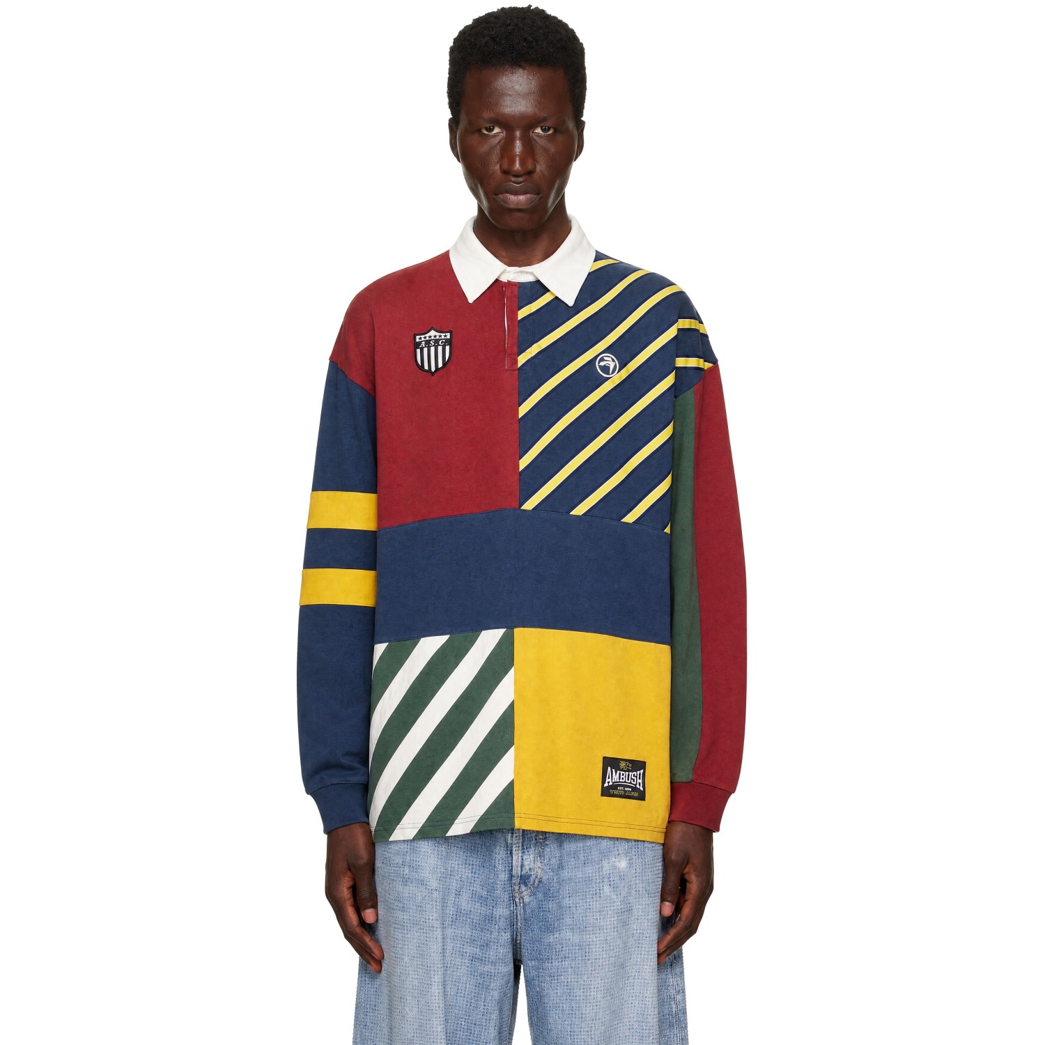 AMBUSH Multicolor Patchwork Rugby Polo