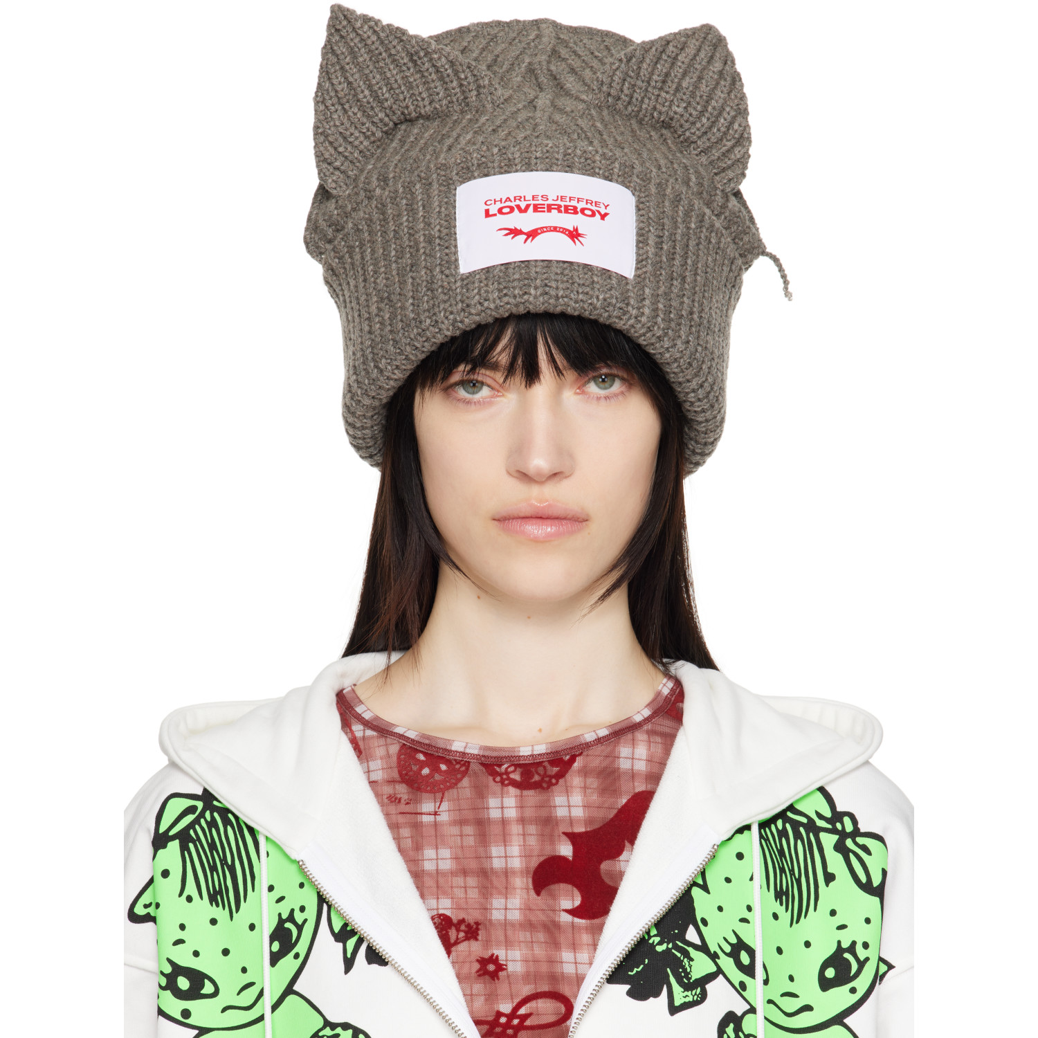 Charles Jeffrey LOVERBOY Gray Supersized Chunky Ears Beanie