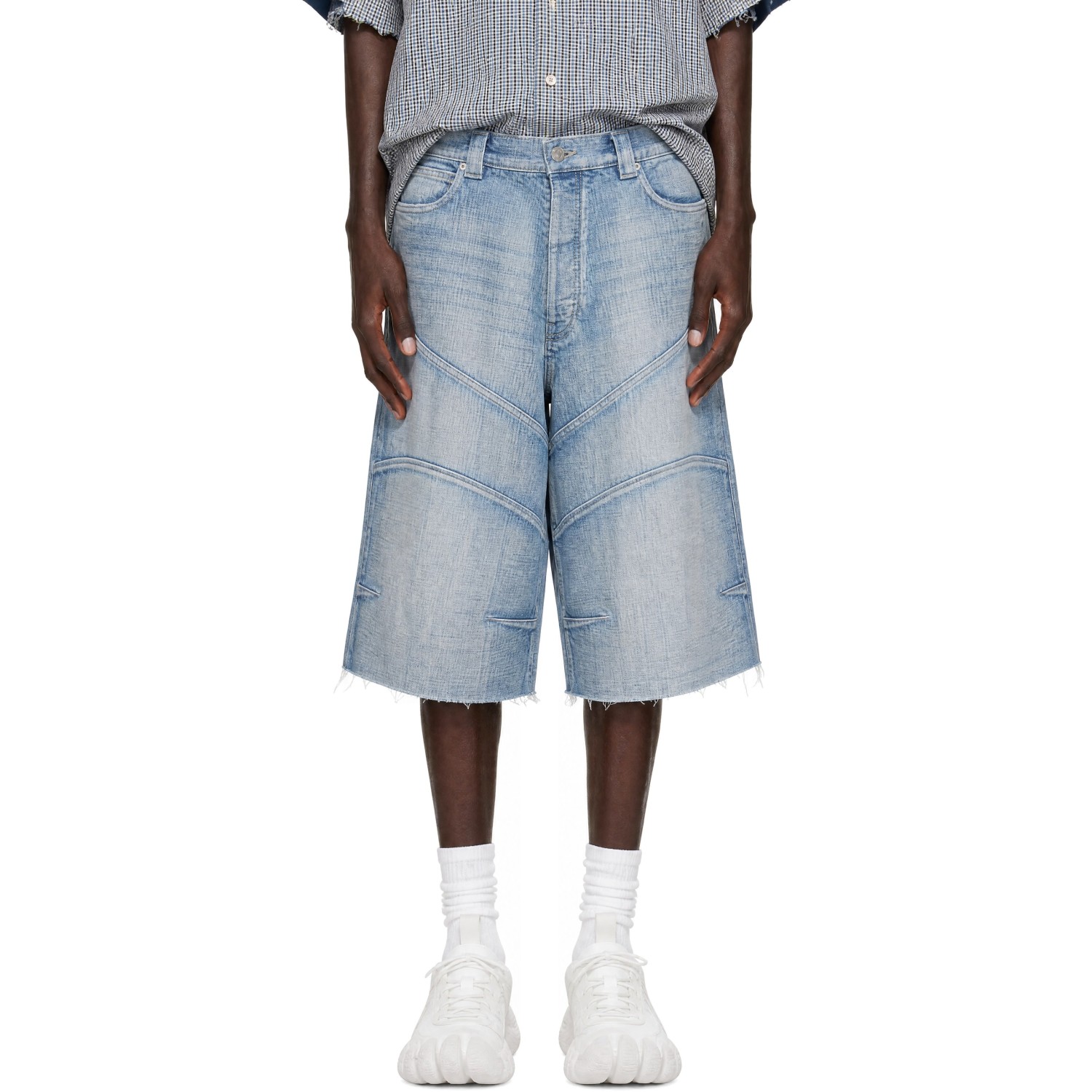 Balenciaga Blue Knee Dart Denim Shorts