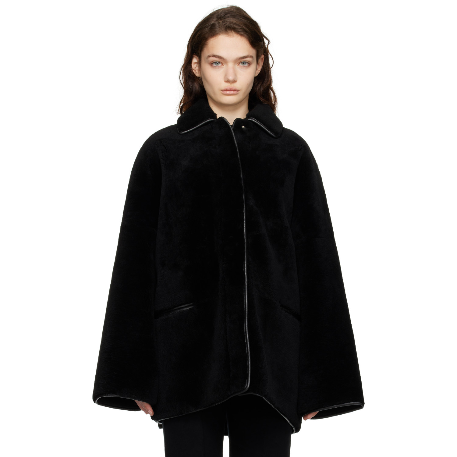 TOTEME Black Teddy Overshirt Shearling Jacket