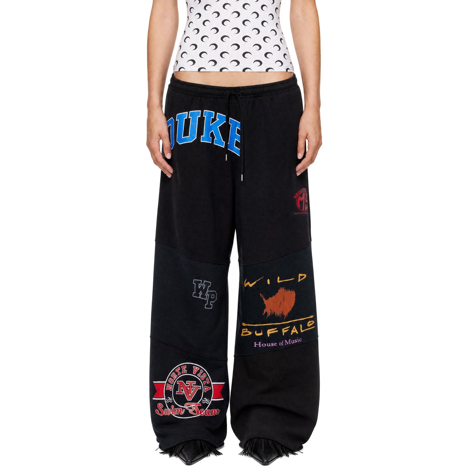 Marine Serre Black Regenerated Graphic Jersey Sweatpants