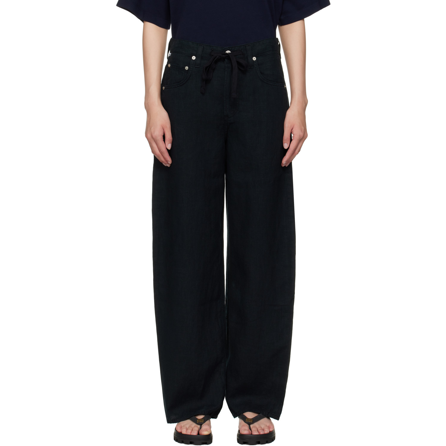 Citizens of Humanity Black Brynn Linen Trousers