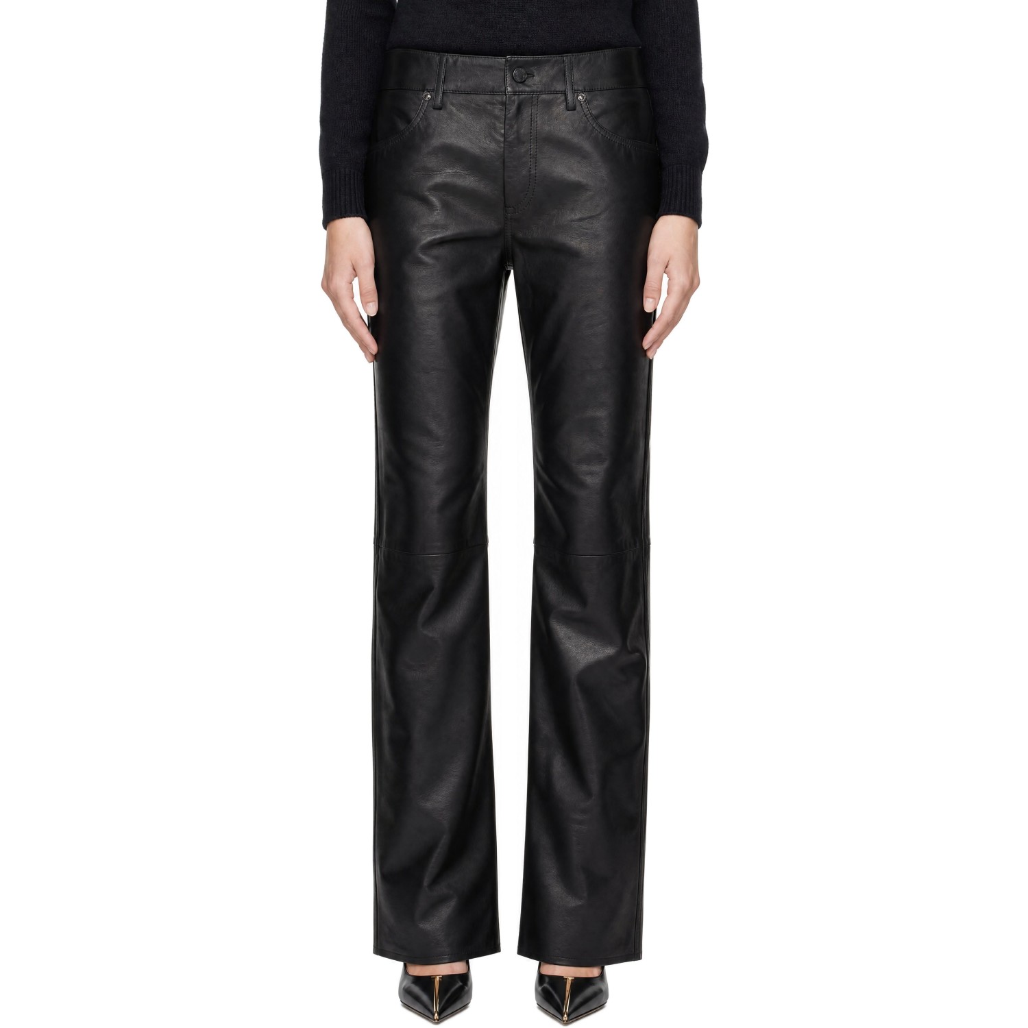 TOM FORD Black Five-Pocket Leather Trousers