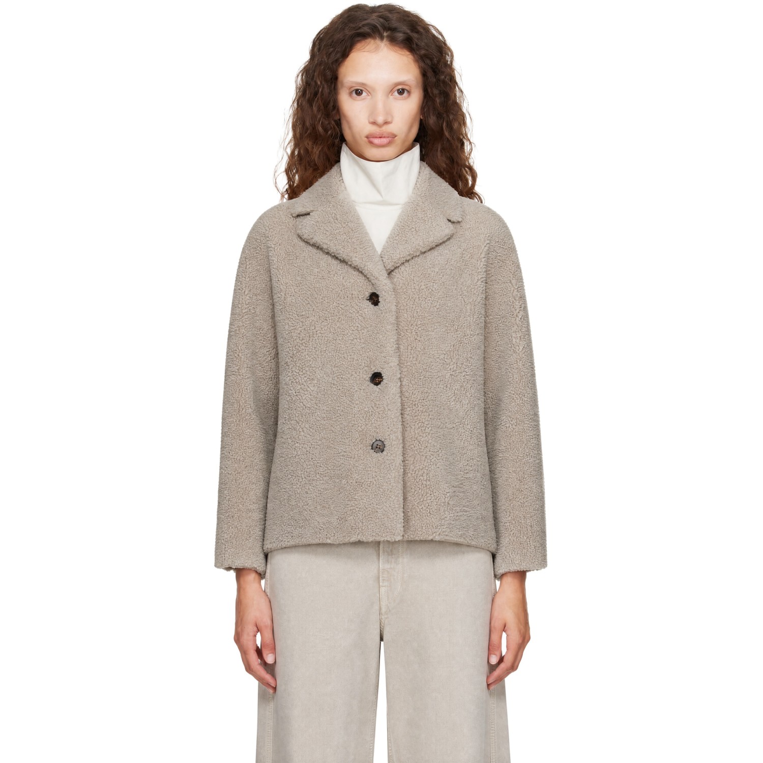 Max Mara Gray Violante Shearling Jacket