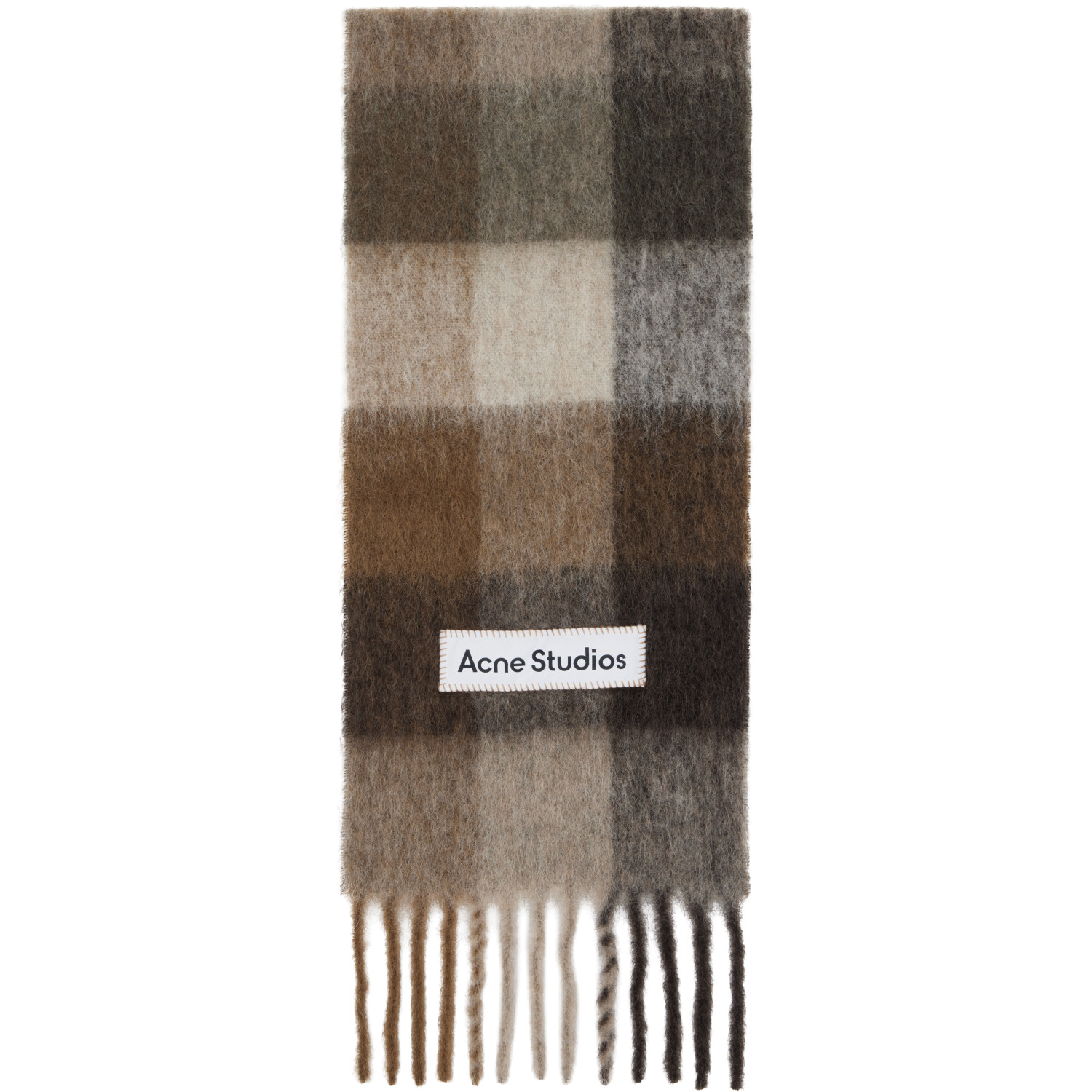 Acne Studios Brown & White Mohair Checked Scarf