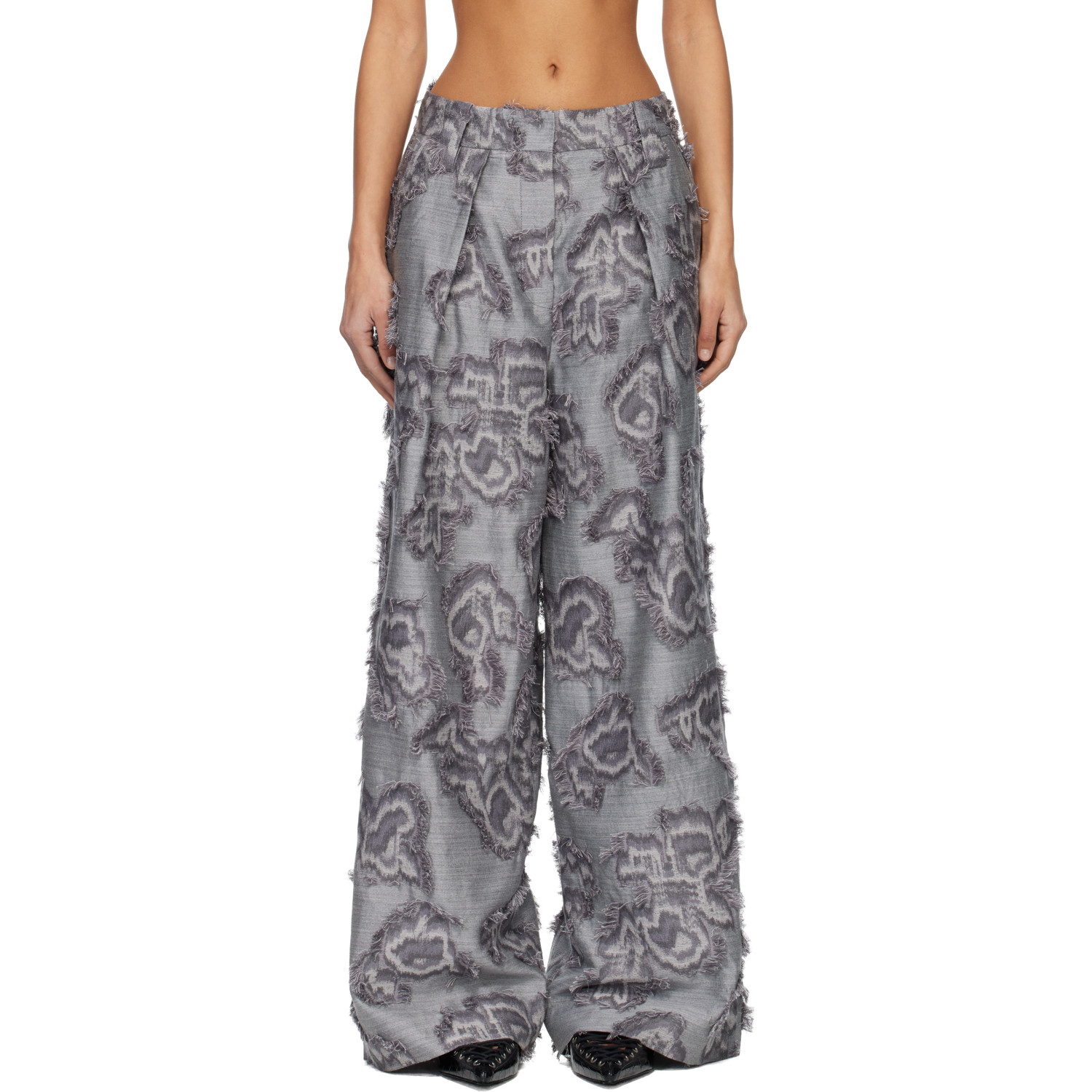 GANNI Blue Fil Coupe Big Pleat Trousers