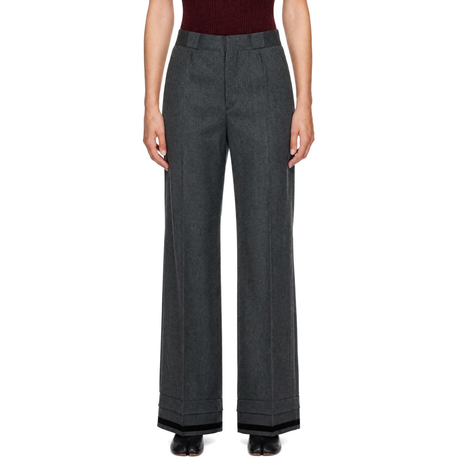 Maison Margiela Gray Pleated Wool Trousers
