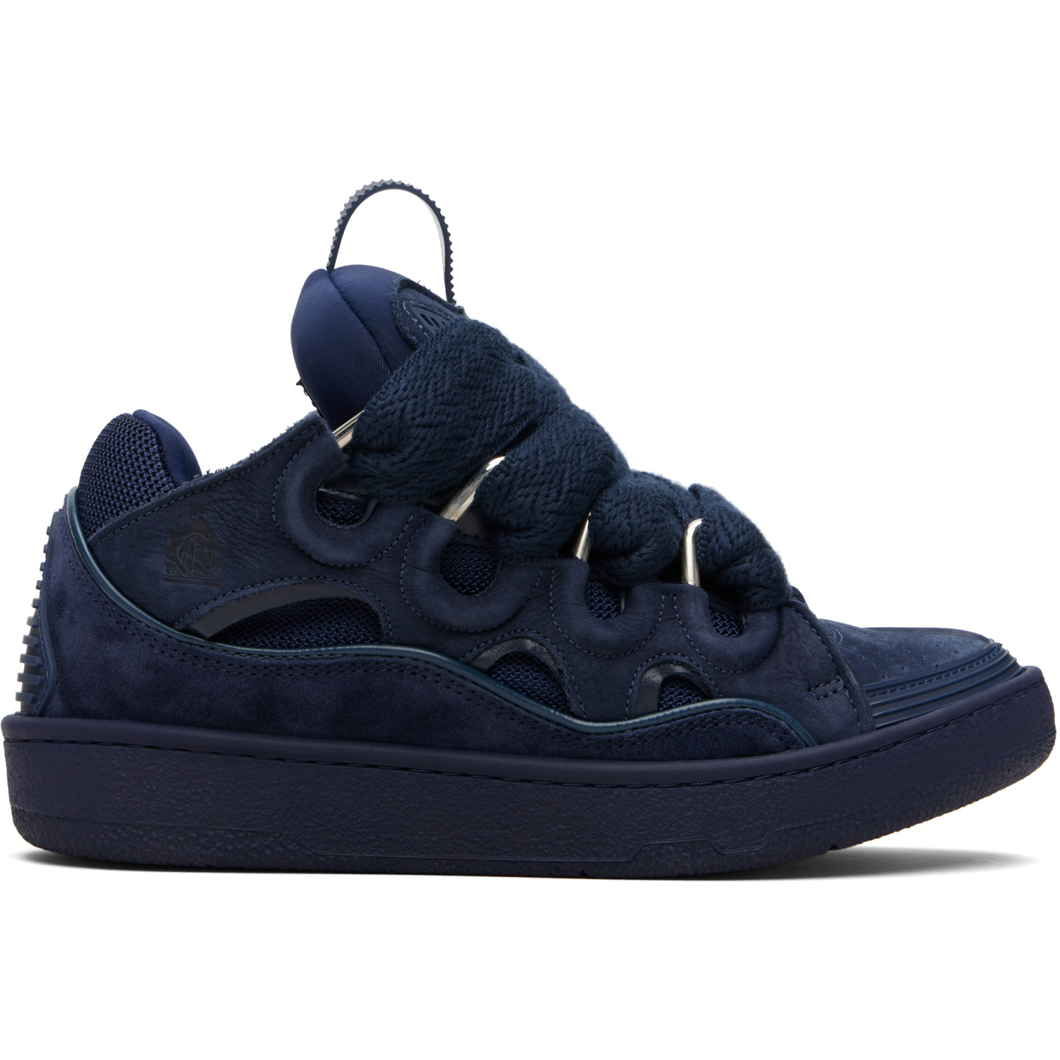 Lanvin Navy Leather Curb Sneakers