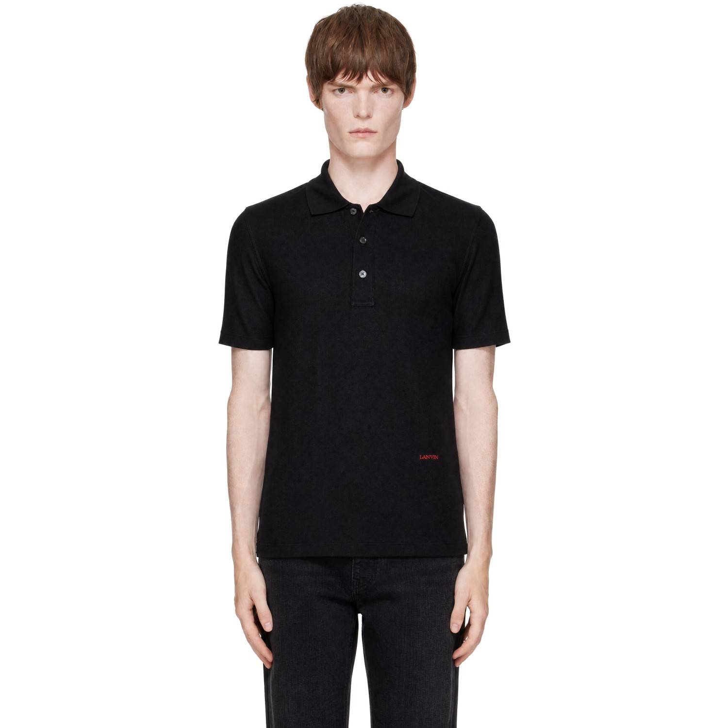 Lanvin Black Cotton Piqué Polo