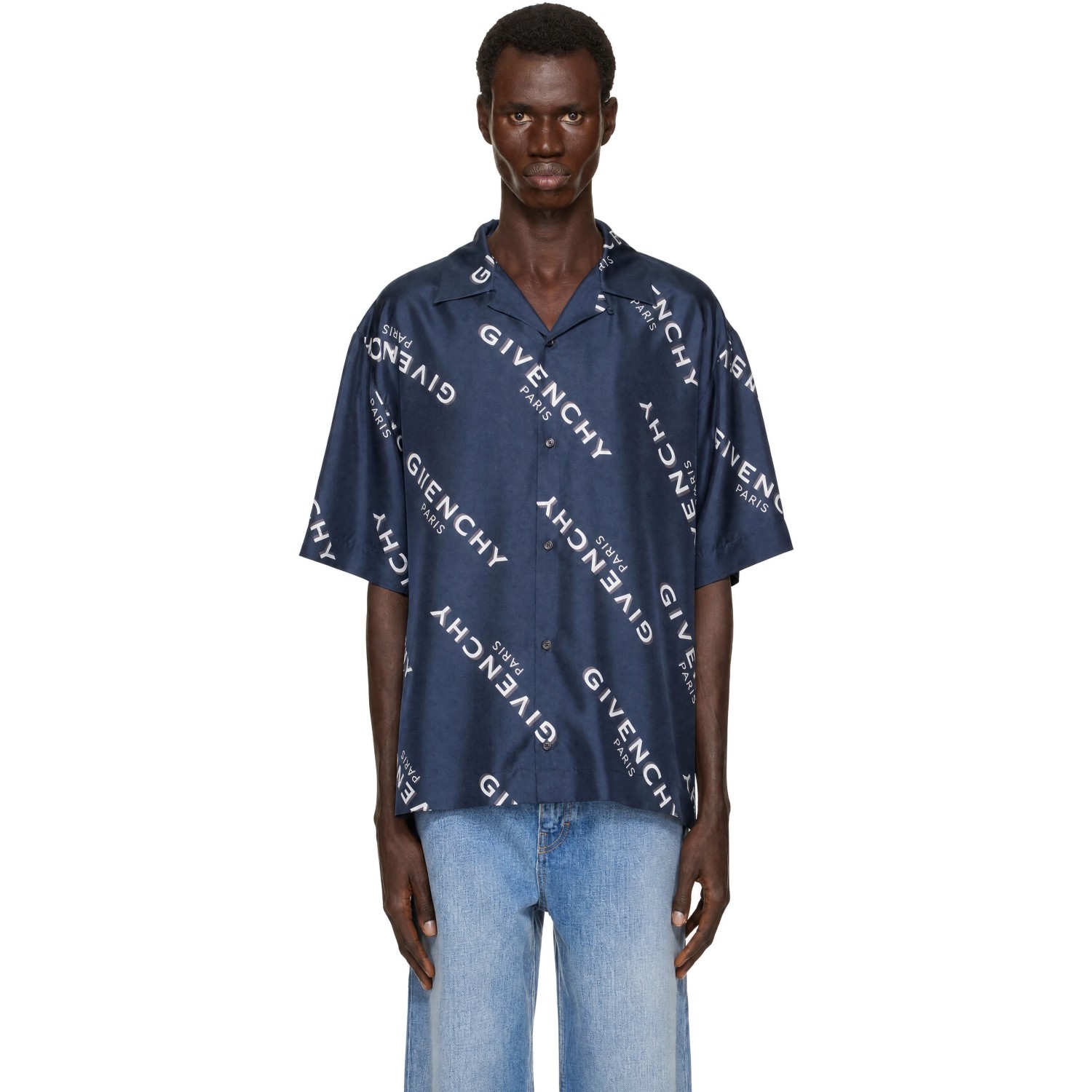 Givenchy Navy Bowling Shirt