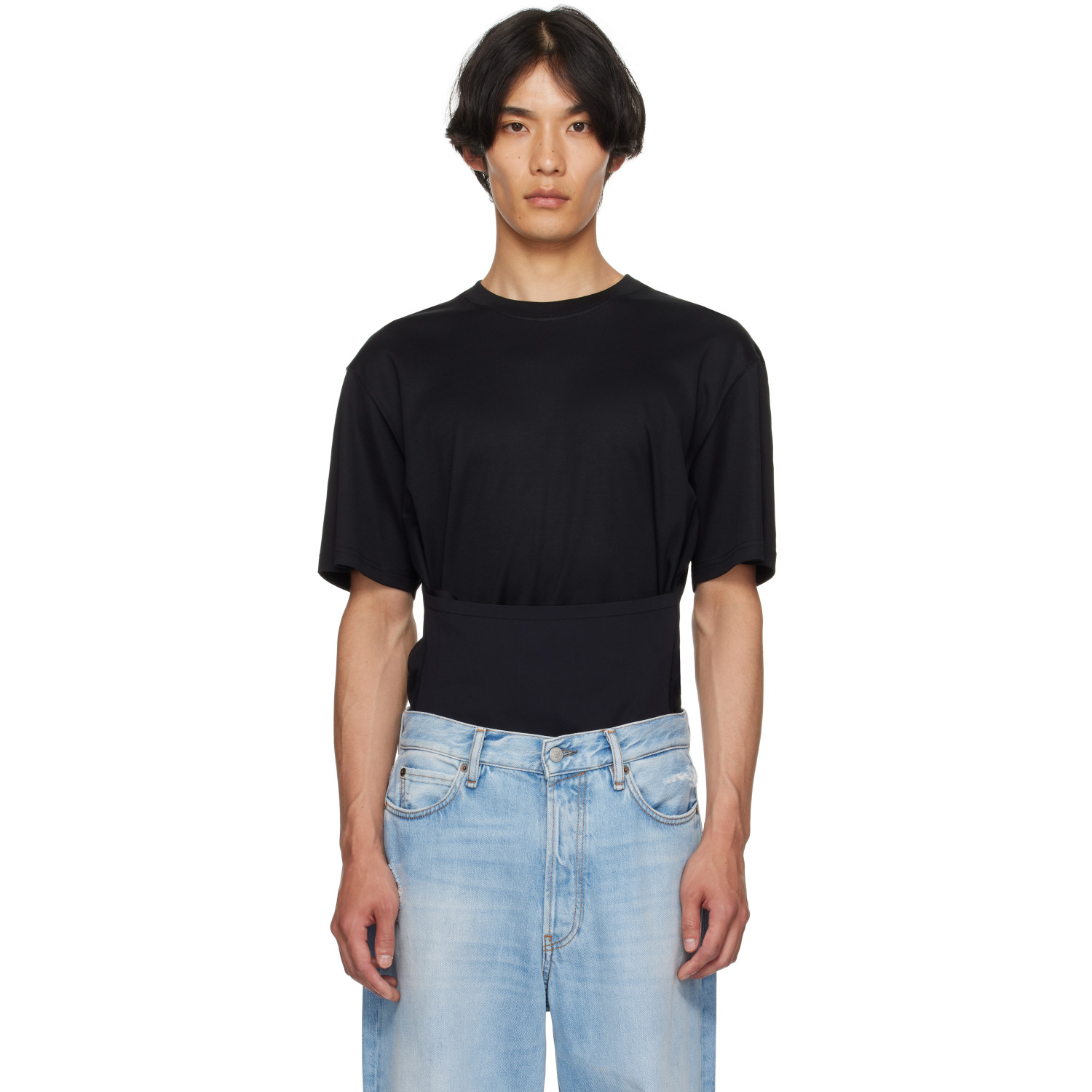 Mugler: Mugler Black Boxy Corset T-shirt