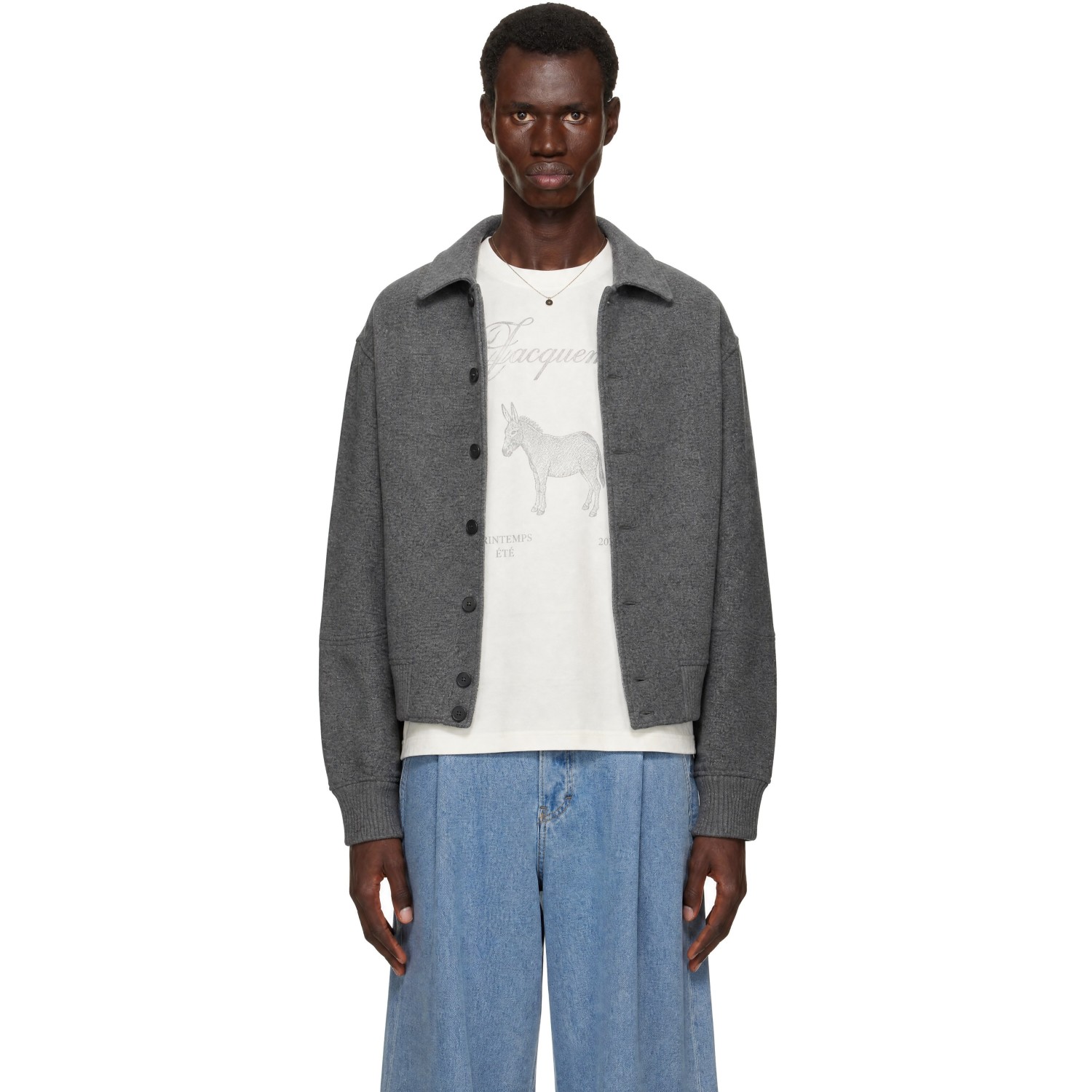 JACQUEMUS Gray 'The Feltro Bomber' Jacket