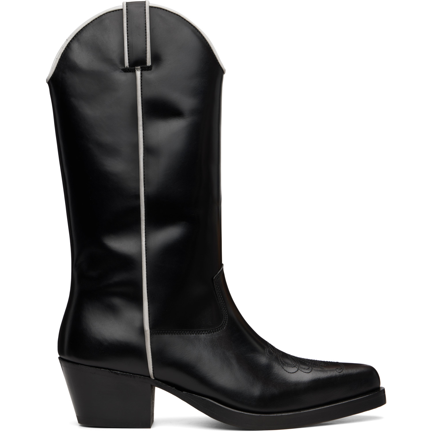 Ernest W. Baker Black High Western Boots