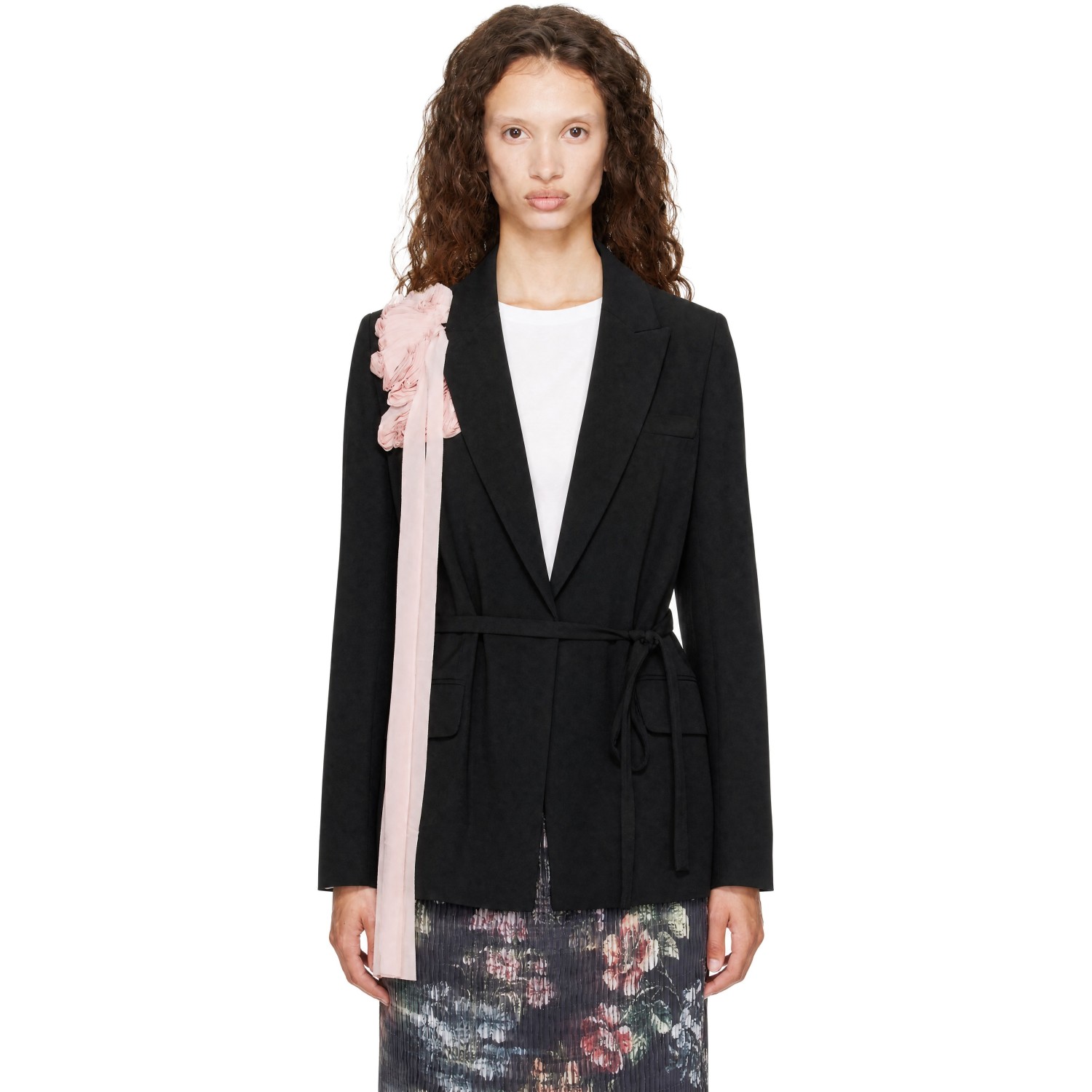 Erdem Black Double Breasted Belted Blazer