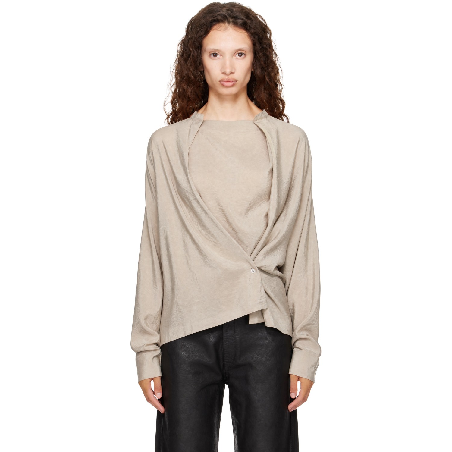 LEMAIRE Taupe Twisted Blouse
