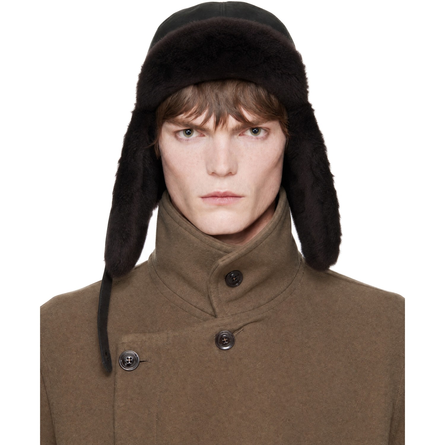 LEMAIRE Black Chapka Reversible Shearling Aviator Hat