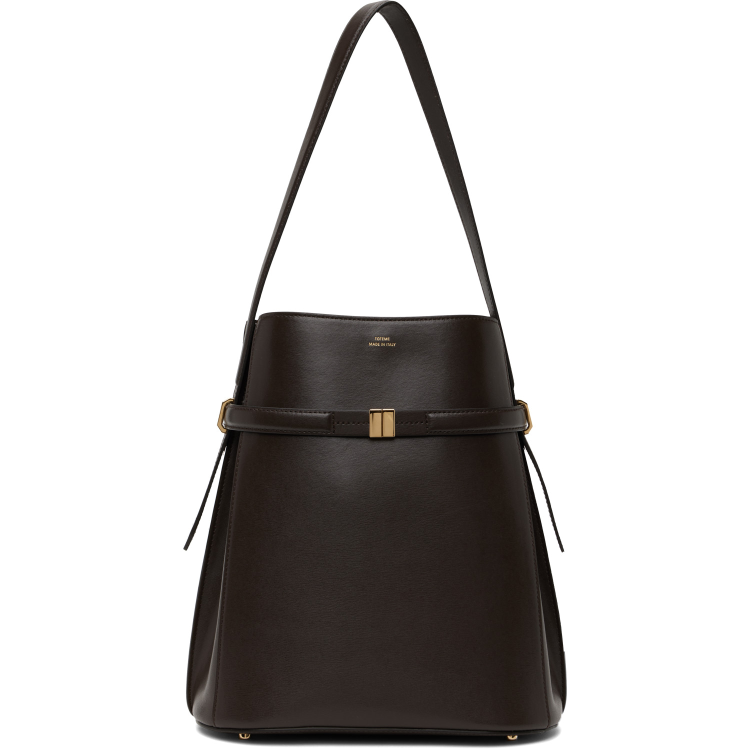 TOTEME Brown Belted Leather Bucket Bag