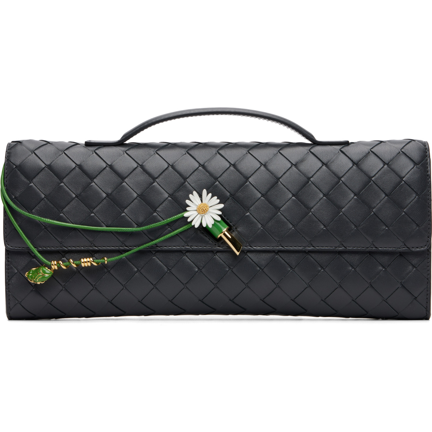 Bottega Veneta Navy Daisy Closure Andiamo Clutch