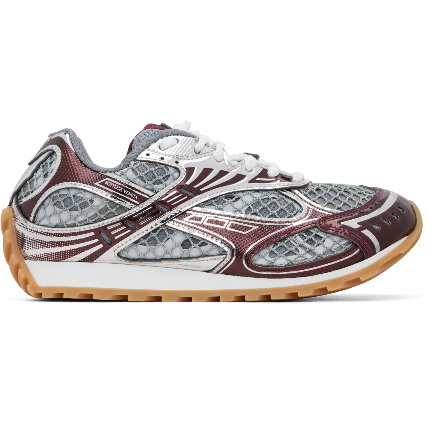 Bottega Veneta Burgundy & Silver Orbit Sneakers