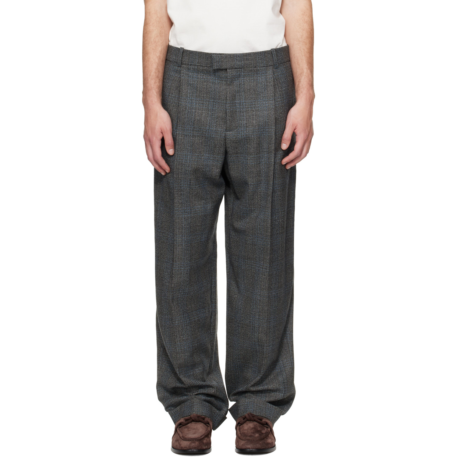 Bottega Veneta Gray Prince of Wales Trousers