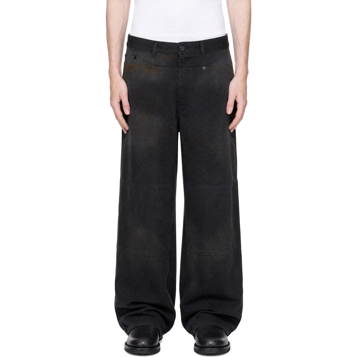 032c ネイビー ワークパンツ In Washed Blue