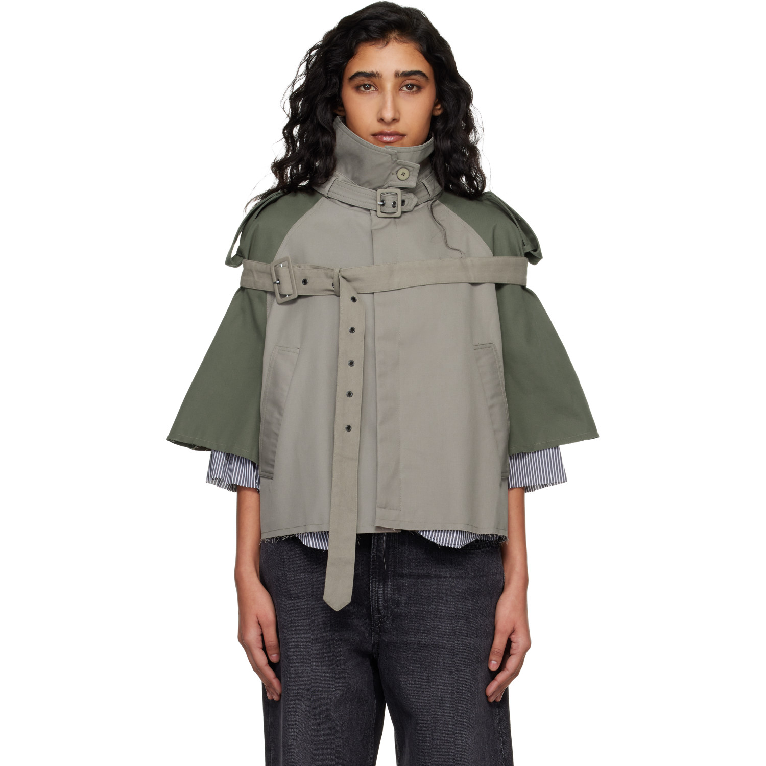 Ottolinger Beige & Khaki Chopped Trench Jacket