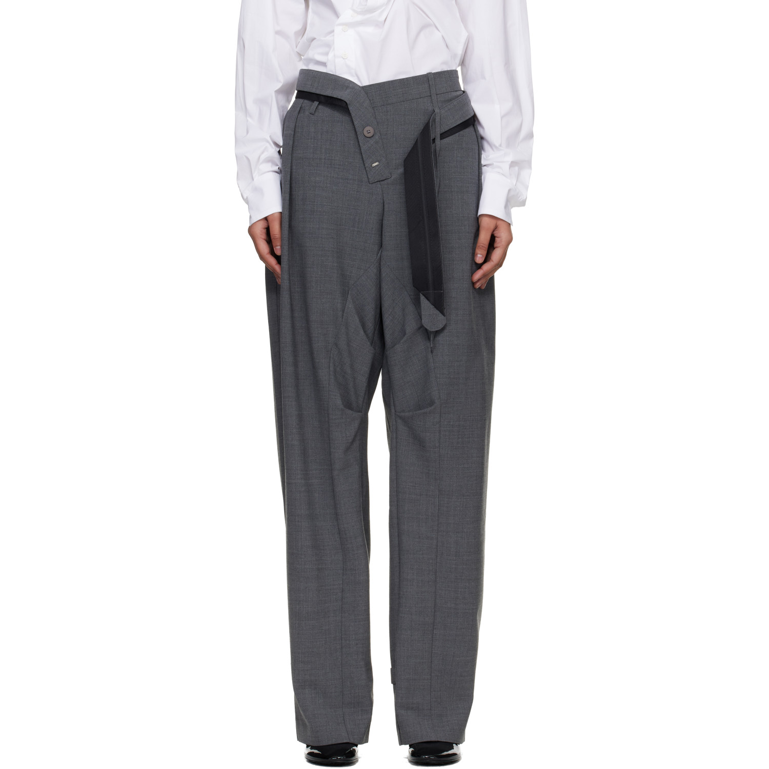 Ottolinger Gray Strapped Baggy Suit Trousers