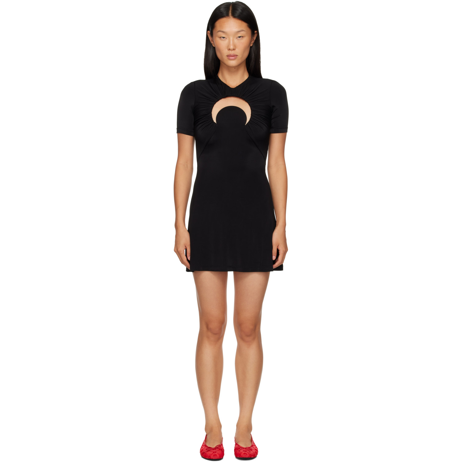 Marine Serre Black Moon Gathered Minidress