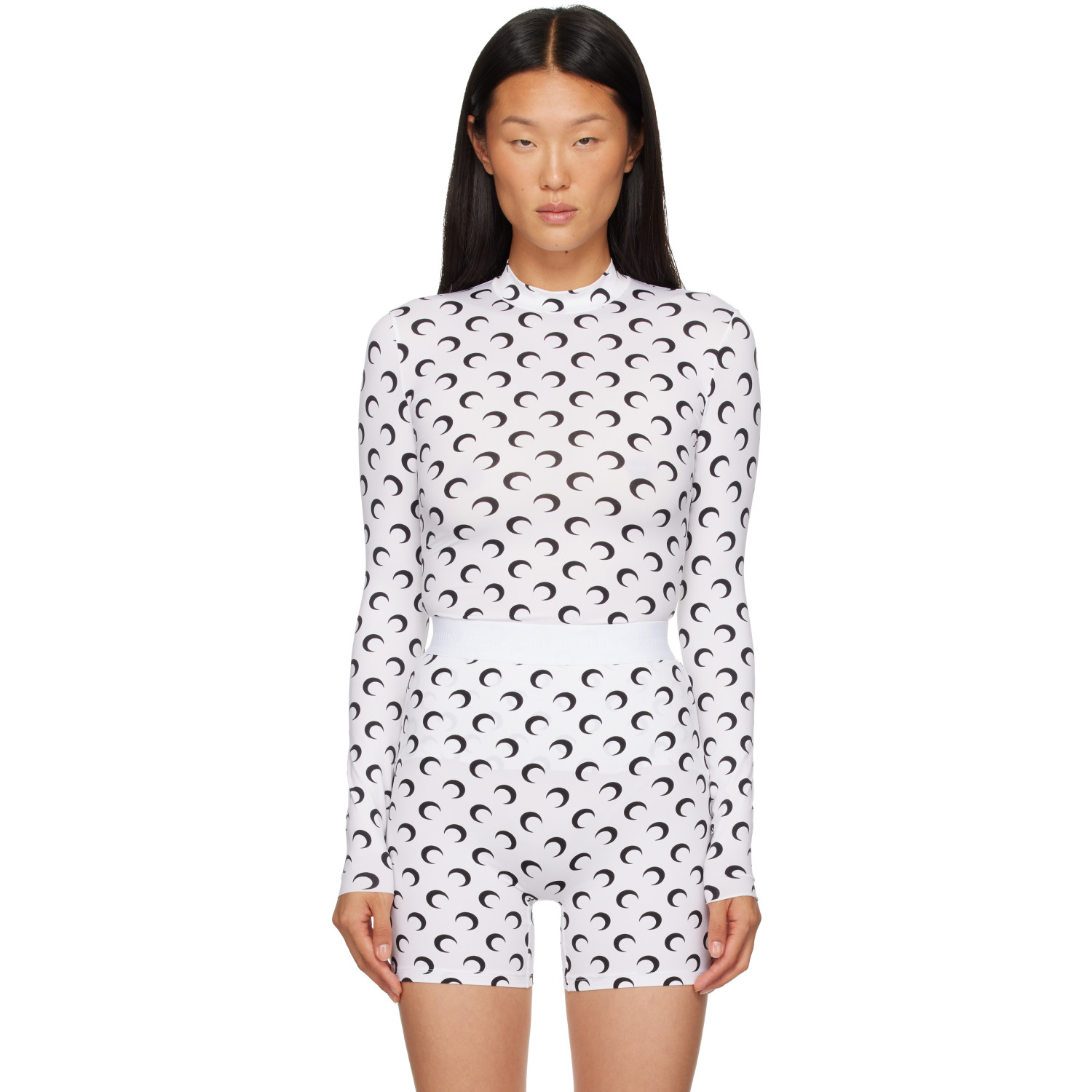 Marine Serre White Recycled Moon Jersey Second Skin Top